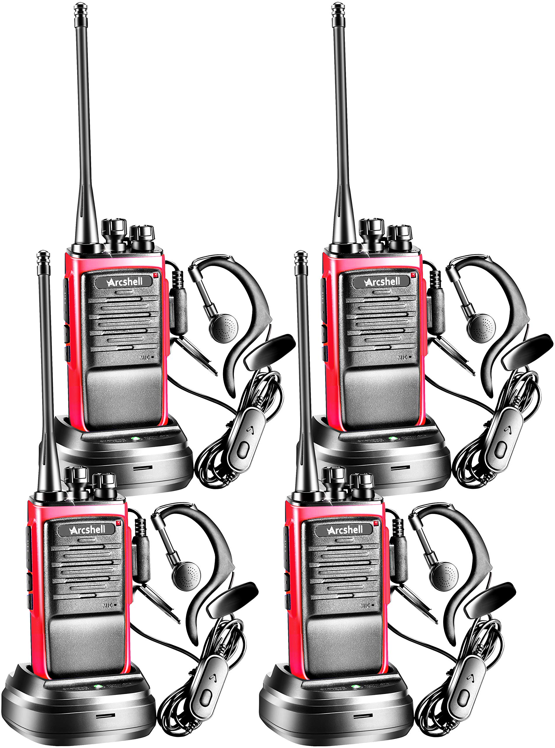 Arcshell Rechargeable Long Range Two Way Radios With Earpiece 4 Pack Arcshell Ar 6 Walkie Talkies Li Ion Battery And Charger Included