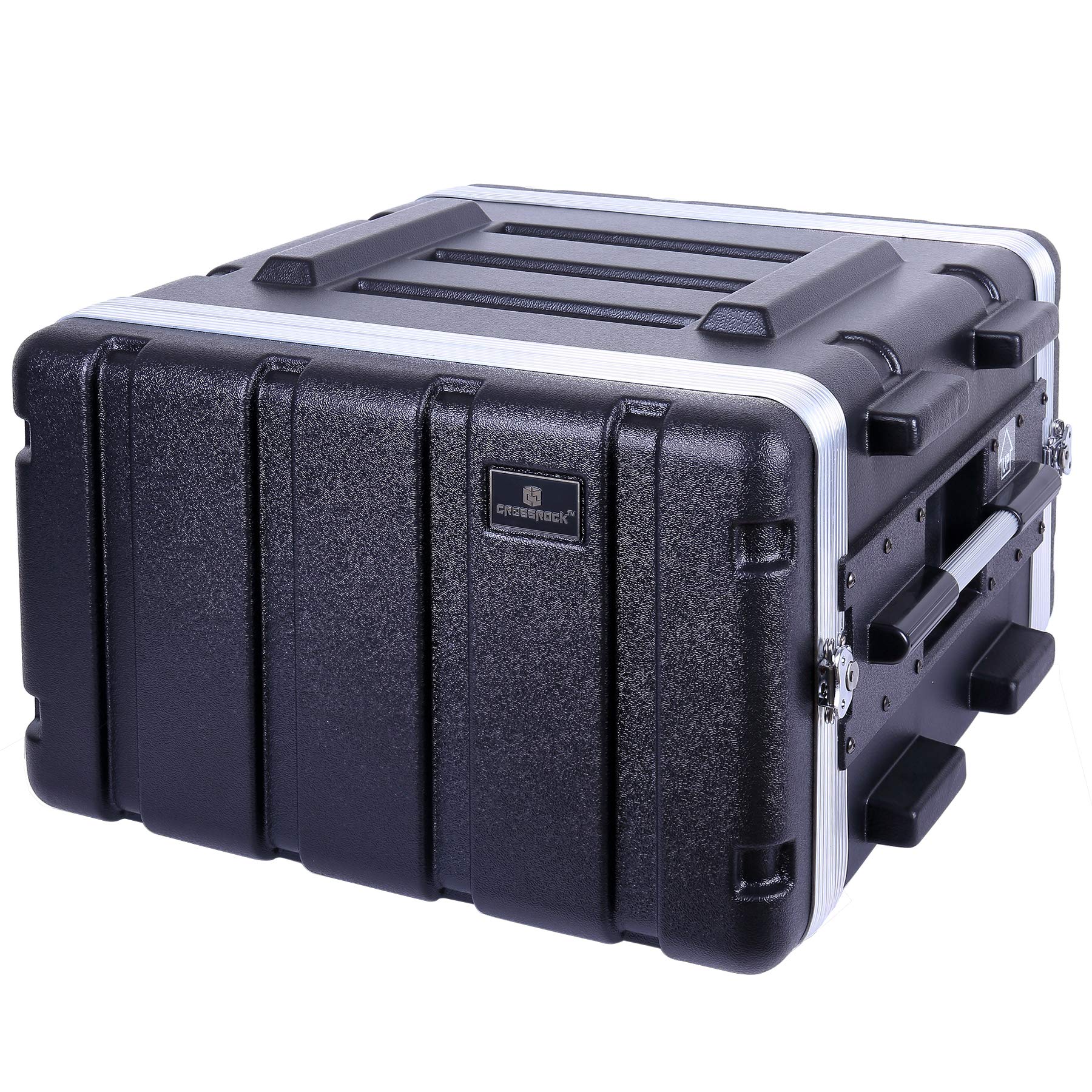 Crossrock Stackable 6U Rack Case, Standard 19.25    Depth, Polyethylene Hard-shell Construction with Heavy Duty Hardware-Black(C