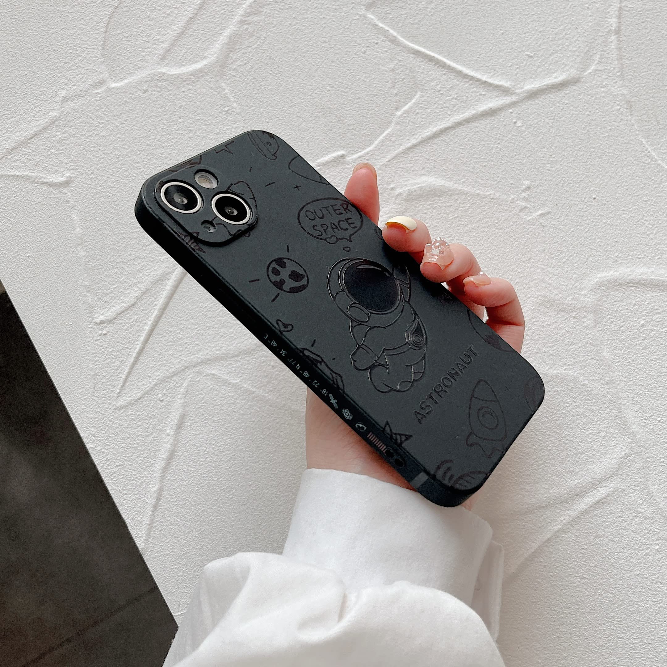 Yonds Queen For Iphone 13 Pro Max Cute Case, Cool Cartoon Astronaut Rocket Space Design Stylish Soft Tpu Bumper Shockproof Anti