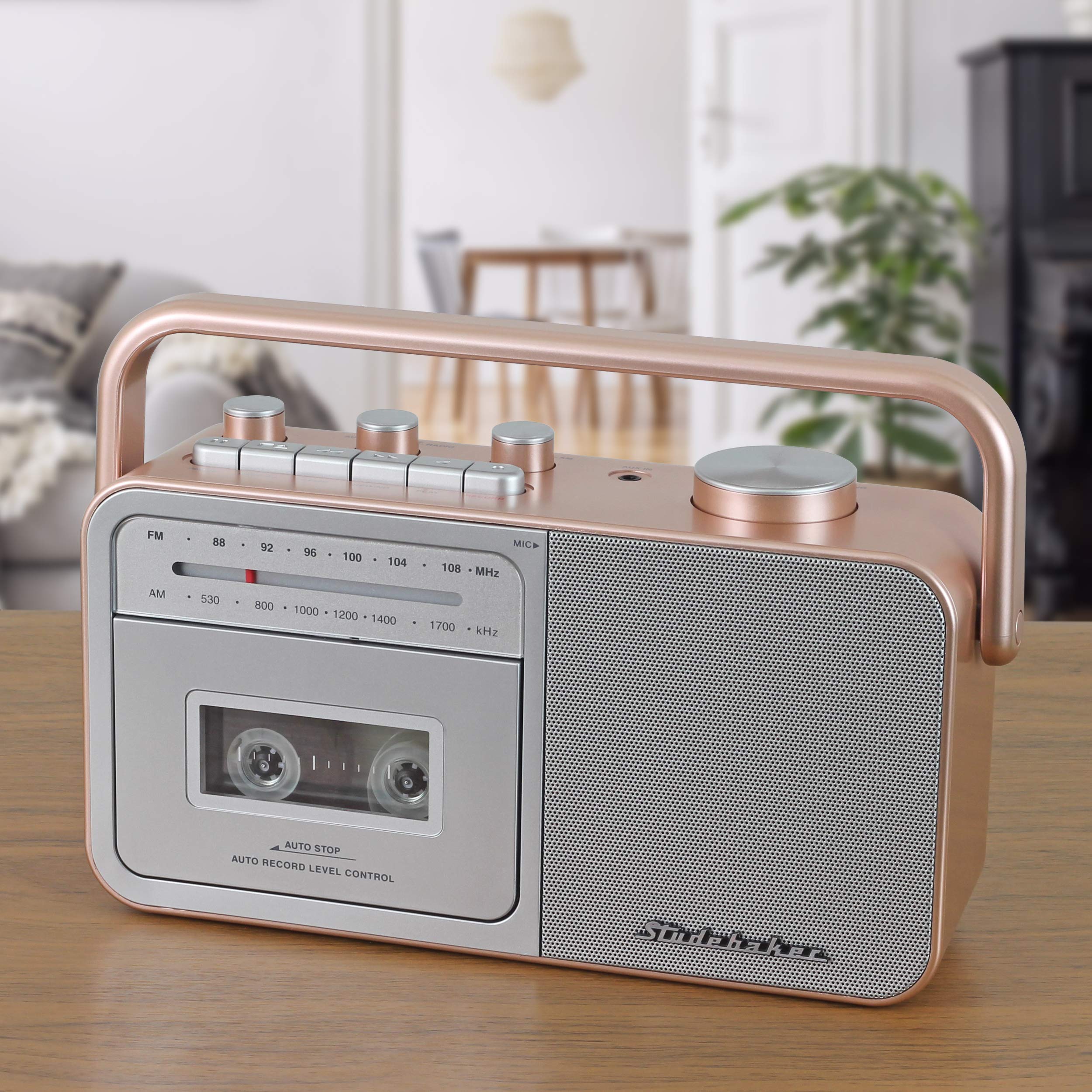 Studebaker Sb2130Rg Portable Cassette Player/Recorder With Am/Fm Radio (Rose Gold/Silver)