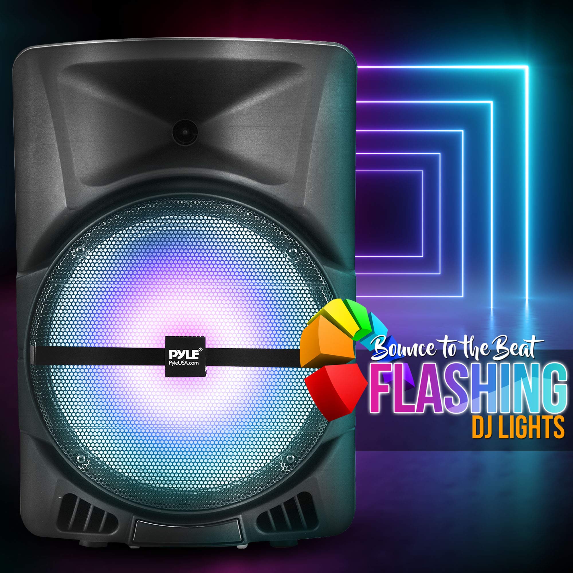 Pyle Wireless Portable Pa Speaker System   800W Powered Bluetooth Indoor & Outdoor Dj Stereo Loudspeaker With Mp3 Aux 3.5Mm Inpu