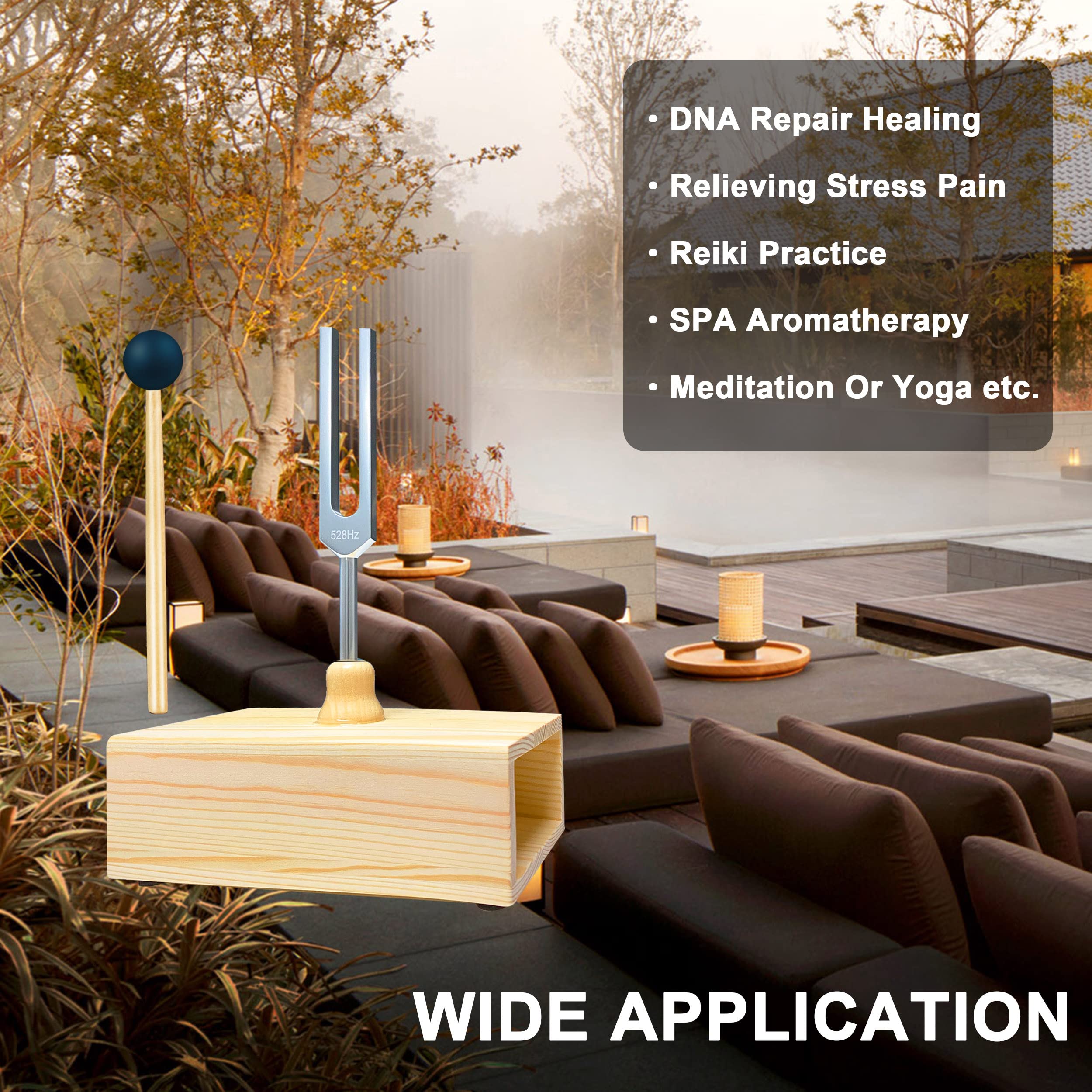 Lrowvenu 528 Hz Tuning Fork With Resonance Box, Aluminum Alloy, Wooden Speaker, Ideal For Sound Healing, Spa Aromatherapy, Tunin