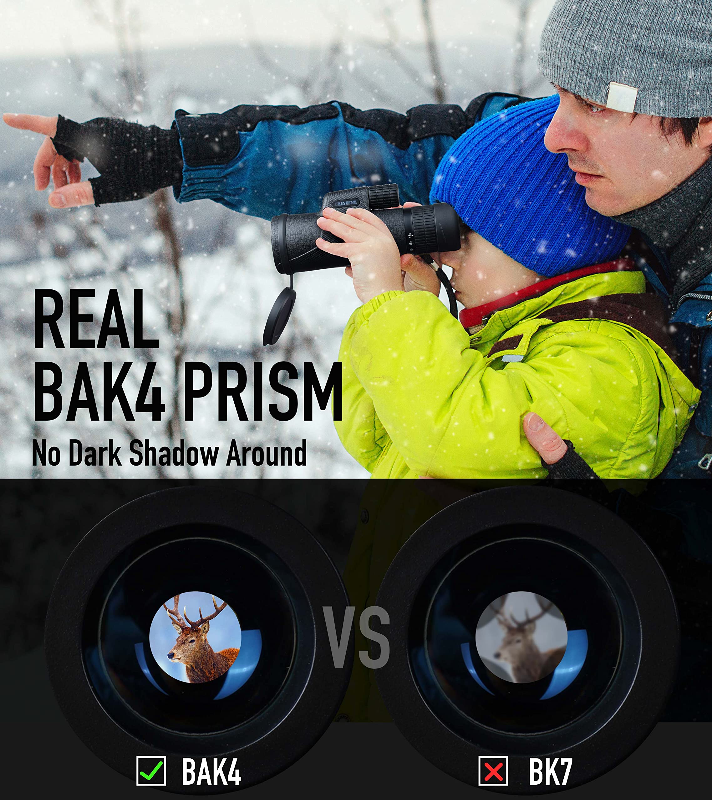 Gaiarena Zoom Monocular Telescope 6 18X42 With Real Magnification, Bak 4 Prism, & Fmc Lens, Innovated Unique Optics System Mono