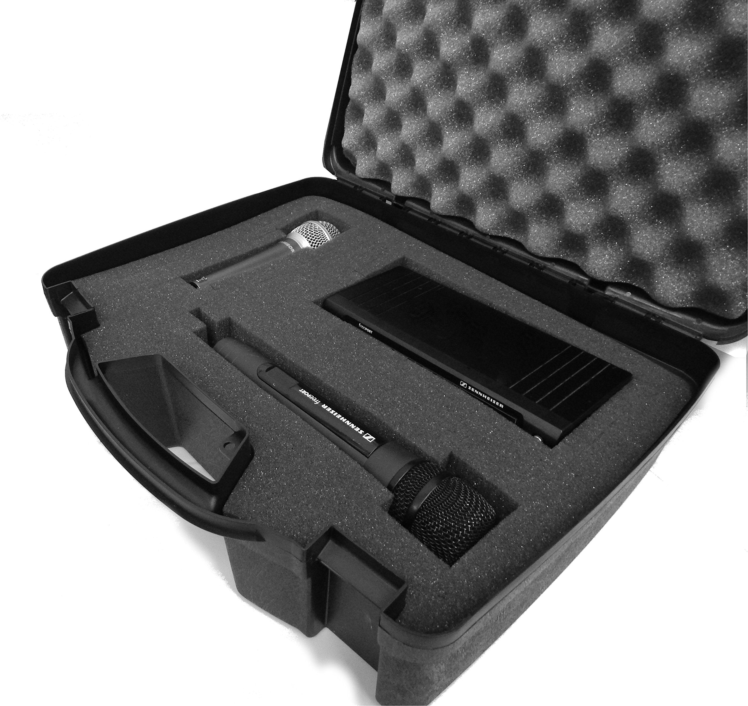 Casematix Wireless Microphone Case   Hard Shell Mic Foam Carrying Case With Customizable Foam Compatible With Sennheiser, Shure,