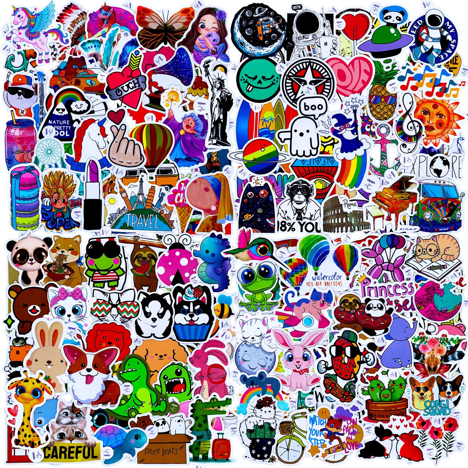 Stickers 200 Pcs Cute Sticker Pack, Waterproof Vinyl Stickers, Stickers For Water Bottle Laptop Phone Macbook Scooter Scrapbook