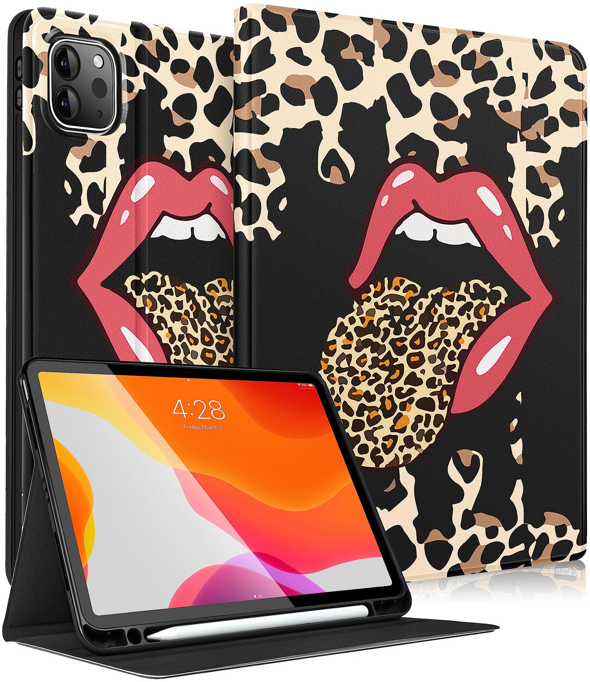 Uppuppy For Ipad Air 11 Inch Case, Air 5Th/4Th Generation 10.9, Pro 11'' Case Cute Kids Women Girls Folio Leopard With Apple Pen