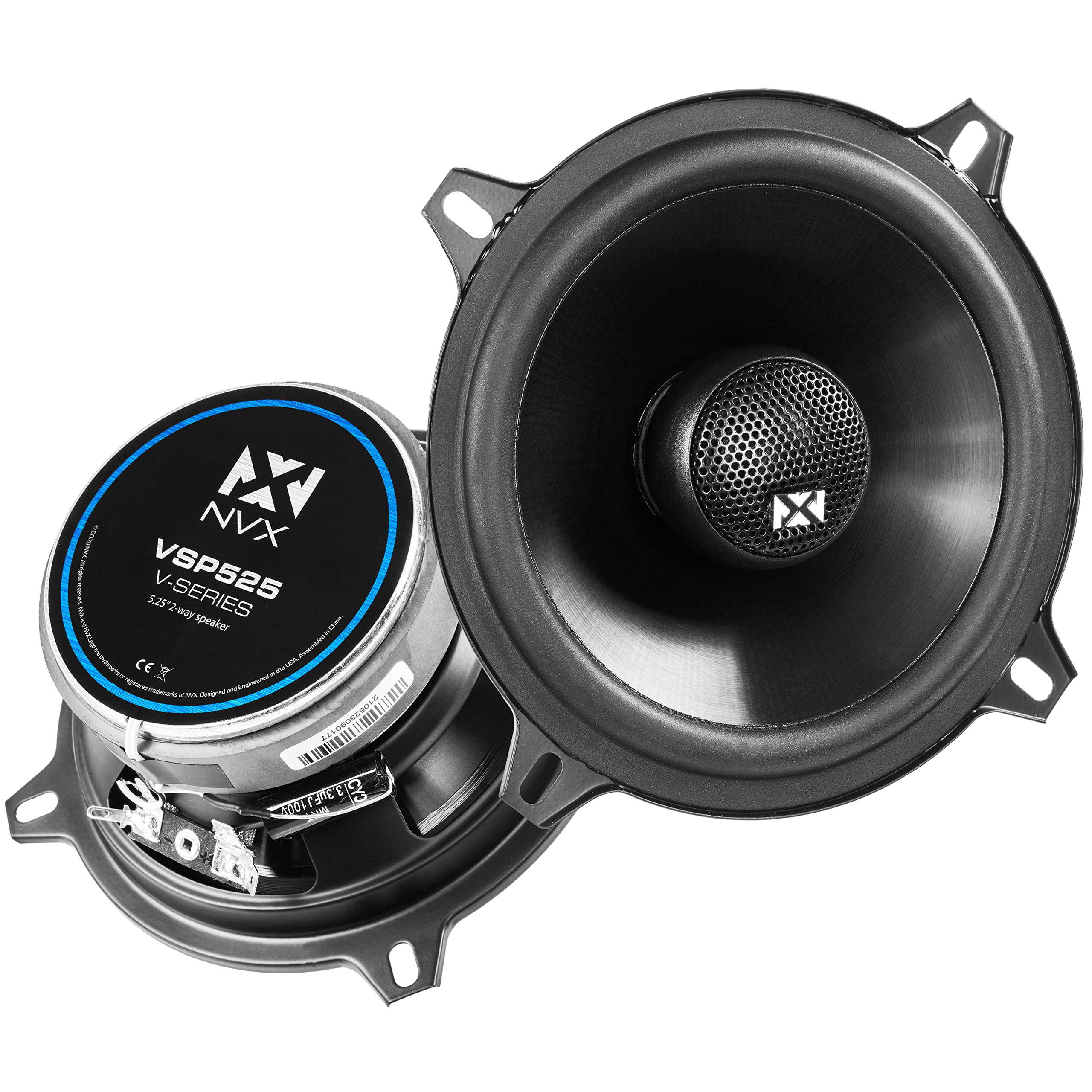 NVX VSP525 5.25 Premium Car Speakers, 480W Max, 160W RMS, 2Way 51/4 inch Coaxial w/ 1 Silk Dome Tweeters & Builtin XOvers,