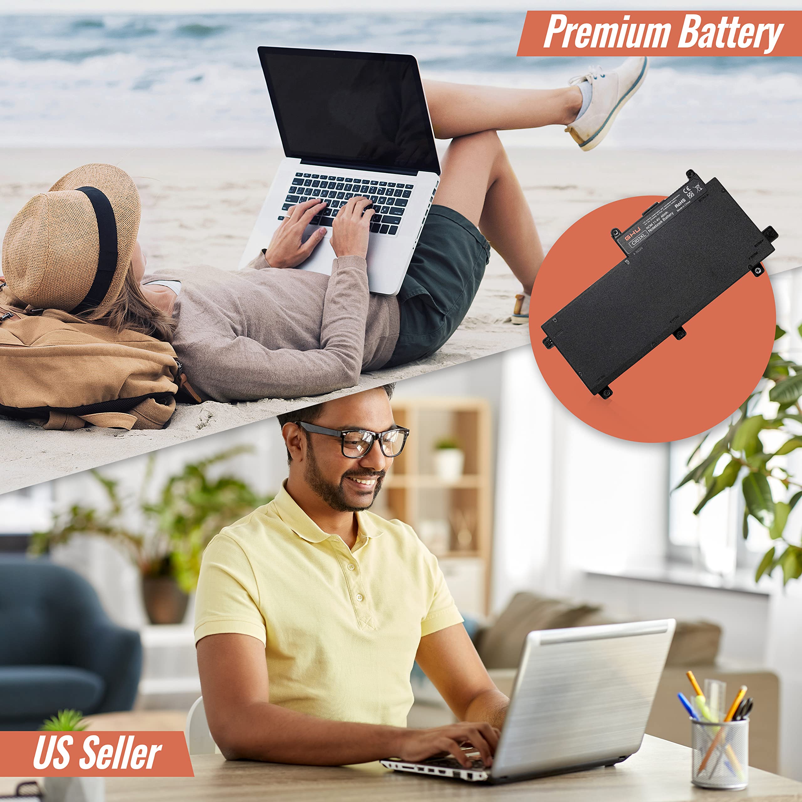 Ghu New 11.4V 48Wh Replacement Battery Ci03 Ci03Xl Hstnn Ub6Q 801554 001 Compatible With Hp Probook 640 G2 645 G2 650 G2 655 G2