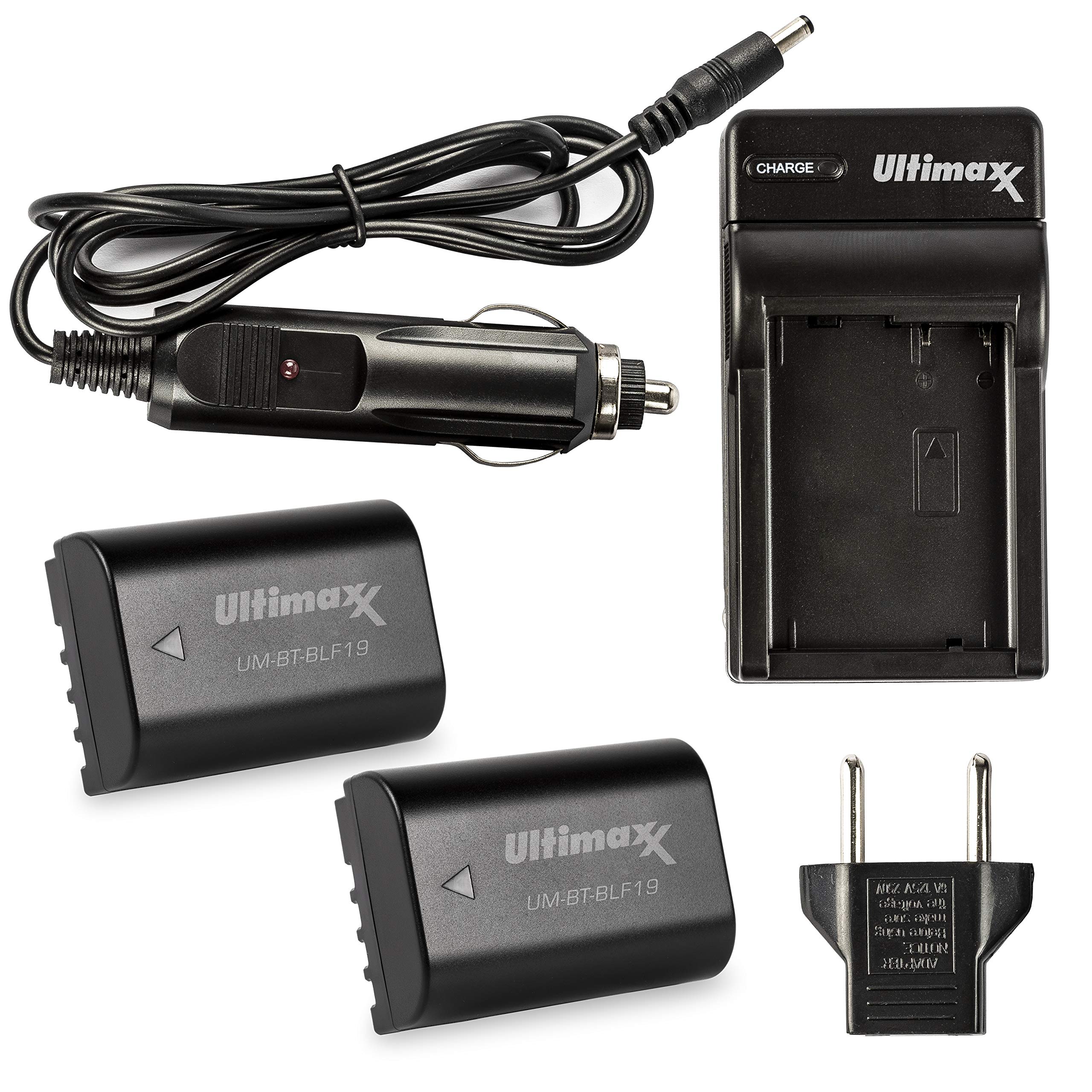 Ultimaxx Ac/Dc Rapid Home & Travel Charger & 2X Blf19 Extended Life Battery (2200Mah) Replacement For Dmw  Blf19 For Panasonic L