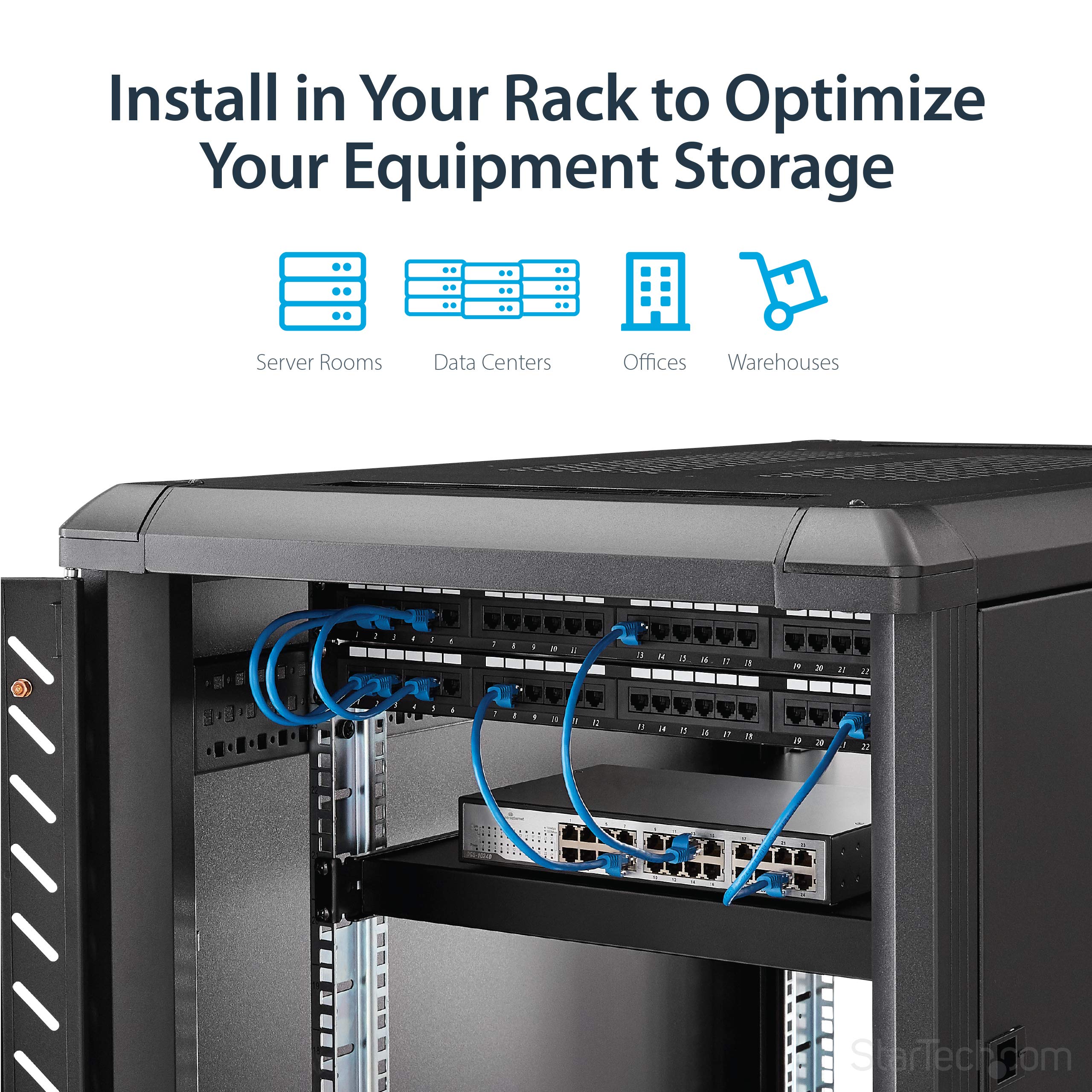 Startech.Com 1U 4-Post Adjustable Server Rack Mount Shelf - 330Lbs(150 Kg) - 19.5 To 38In Adjustable Mounting Depth Universal Tr
