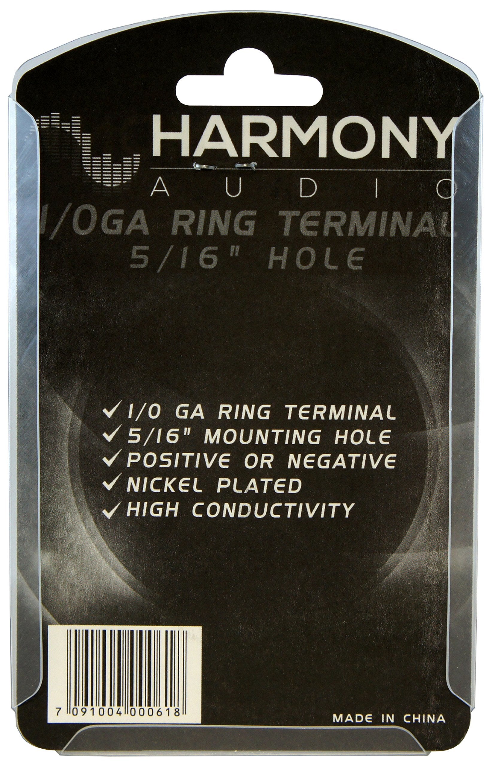 Harmony Audio Ha Rt0 Car Stereo Power Or Ground 1/0 Gauge 5/16'' Ring Terminal Screw Set Heavy Duty  Nickel Plated