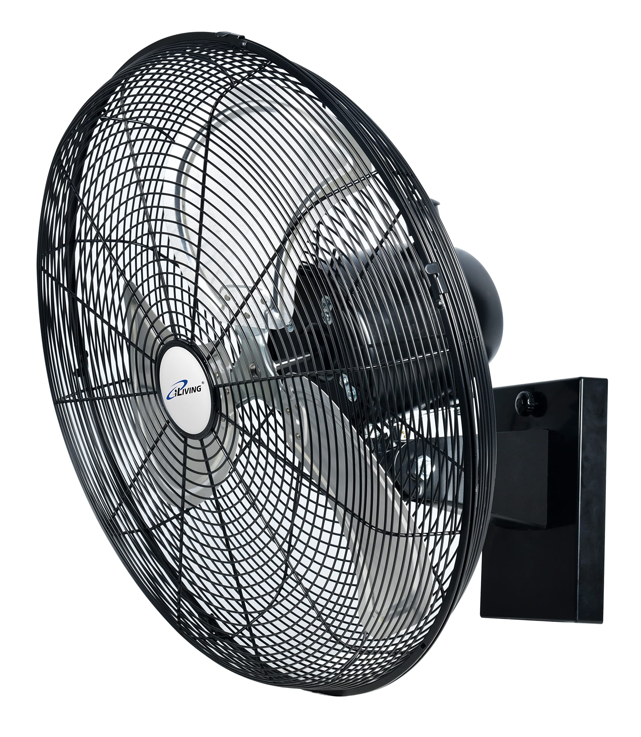 Iliving 20' Outdoor Oscillating High Velocity Wall Fan With 4750 Cfm Heavy Duty Weatherproof Motor, Variable Speed Adjustment For Workshop, Garage, Patios, Commercial And Industrial, 20 Inch,Black