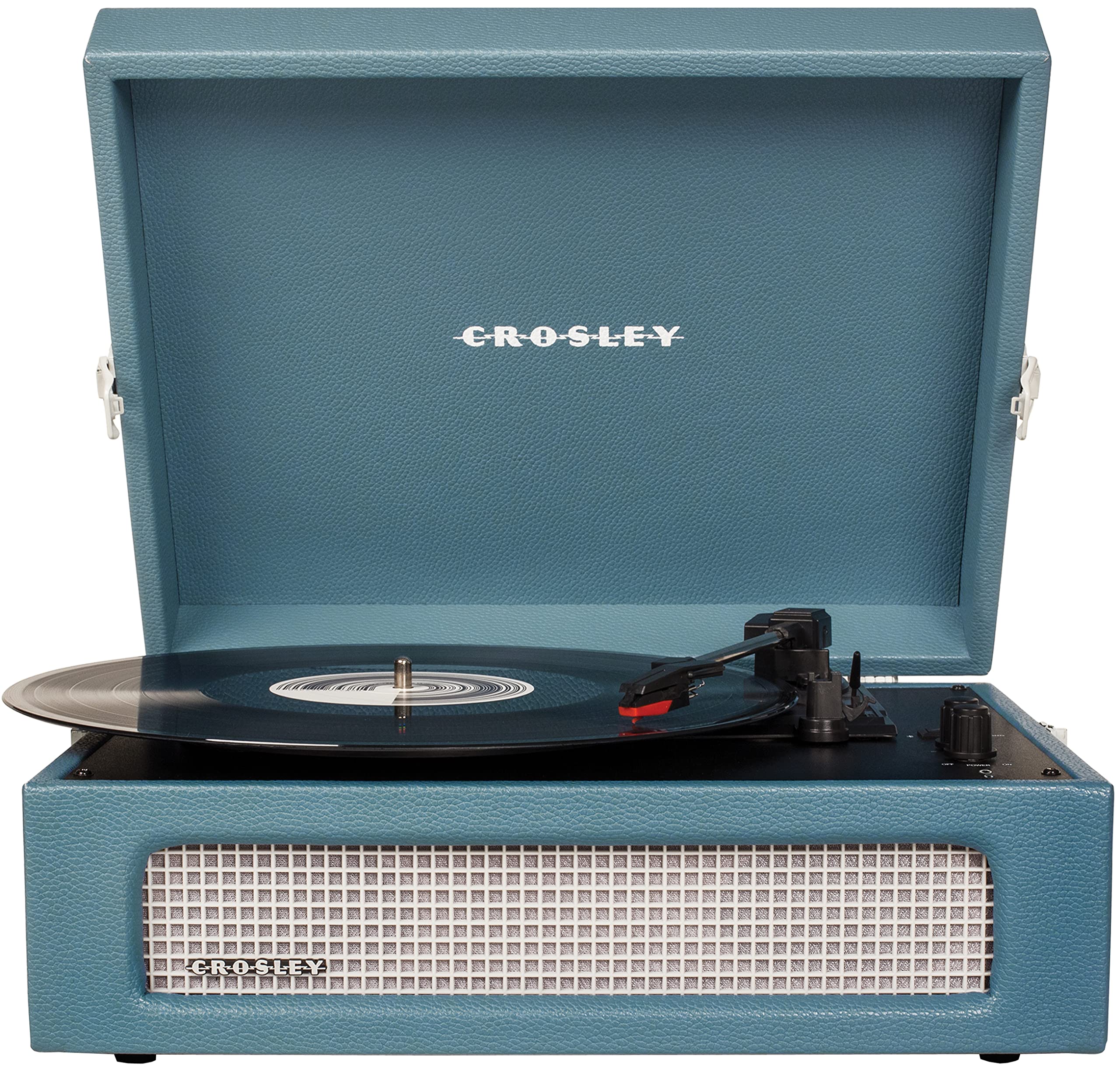 Crosley CR8017B-WB Voyager Vintage Portable Vinyl Record Player Turntable with Bluetooth in/Out and Built-in Speakers, Washed Bl
