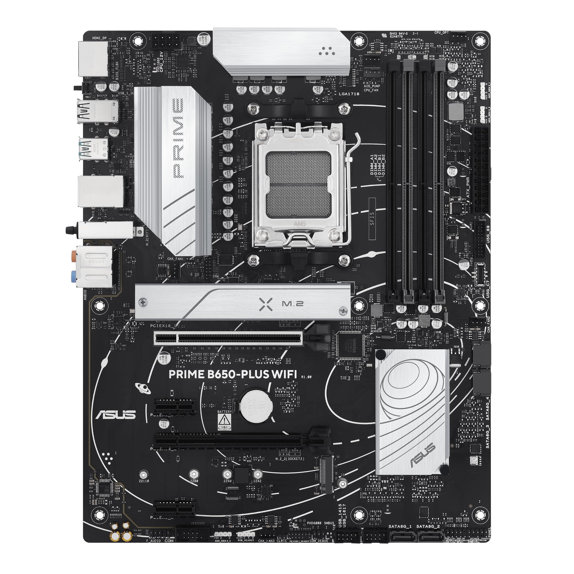 Asus Prime B650 Plus Wifi Amd B650 Am5 Ryzen Desktop 9000 8000 & 7000 Atx Motherboard, Ddr5, Pcie 5.0 M.2, 2.5Gb Lan, Wifi 6E, H