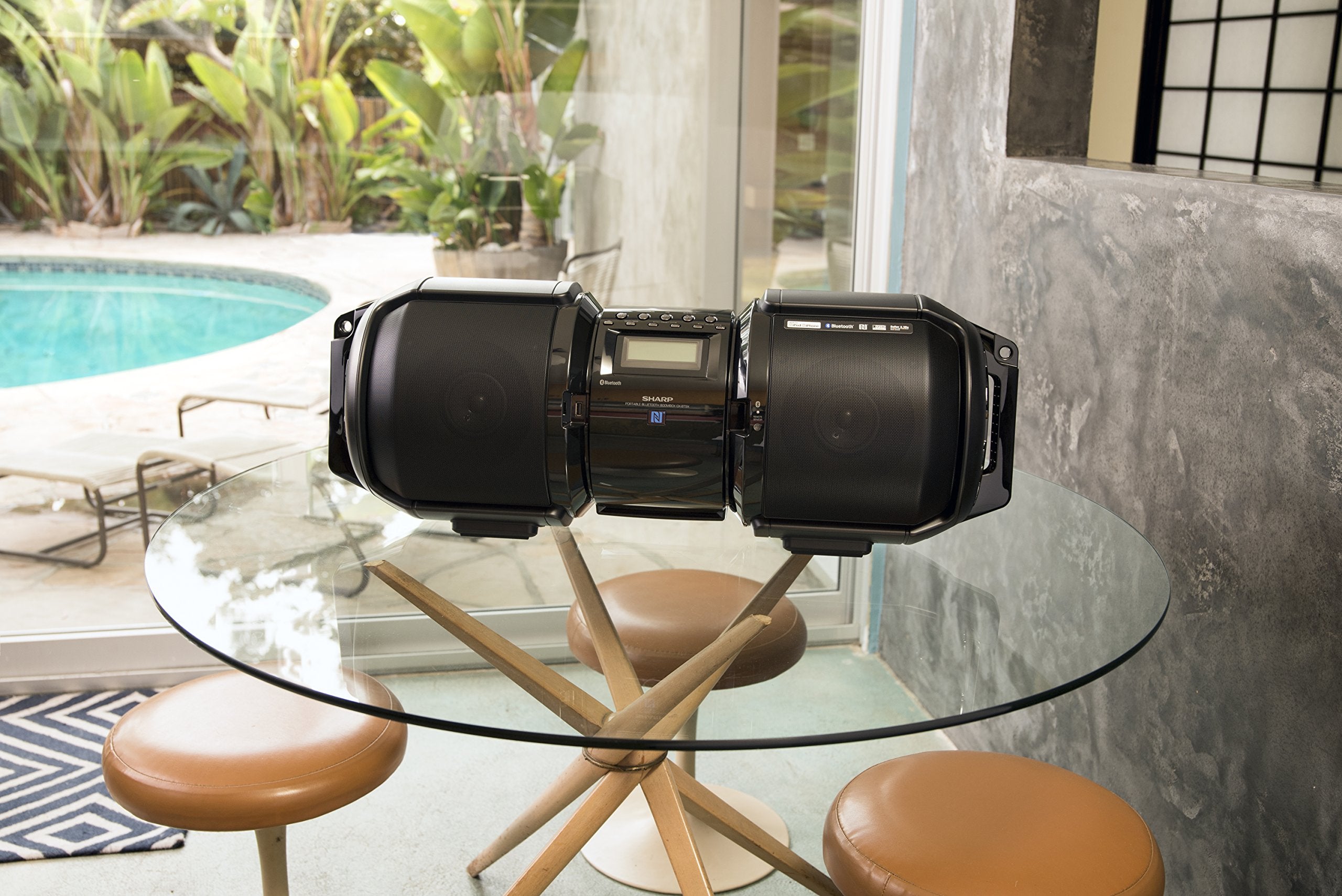 Sharp GX BT9X Large Portable Bluetooth BoomBox Speaker,Matte Black