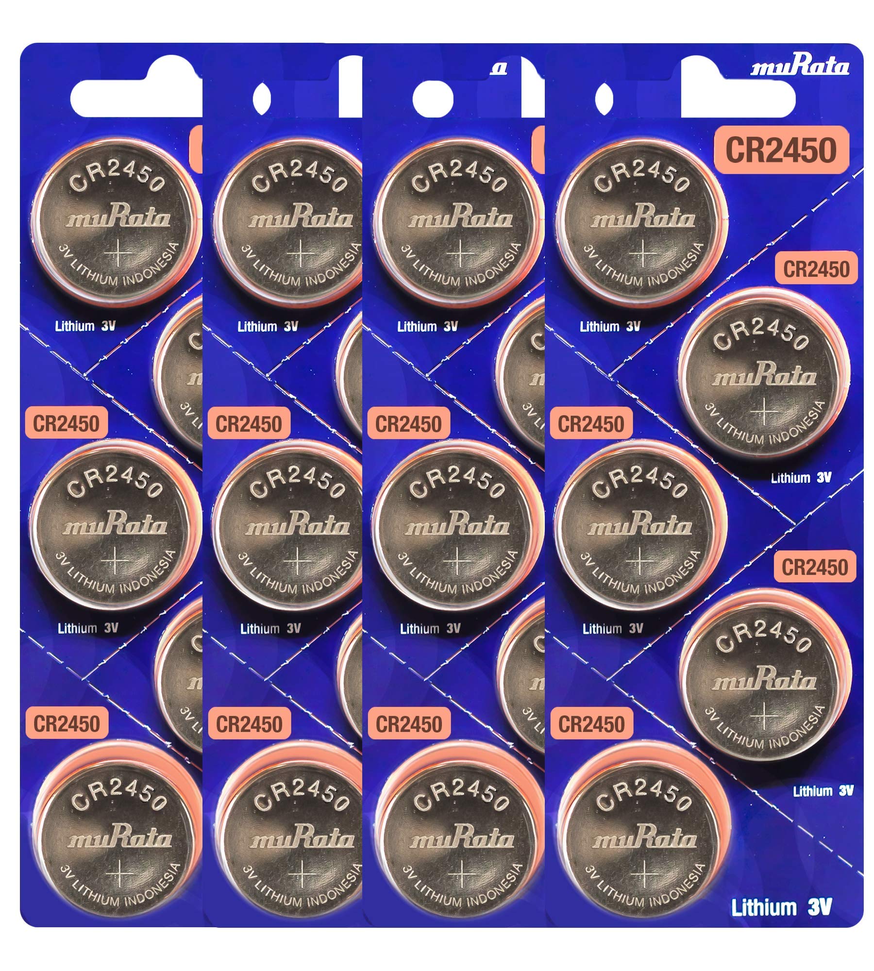 Murata CR2450 Battery DL2450 ECR2450 3V Lithium Coin Cell (20 Batteries)