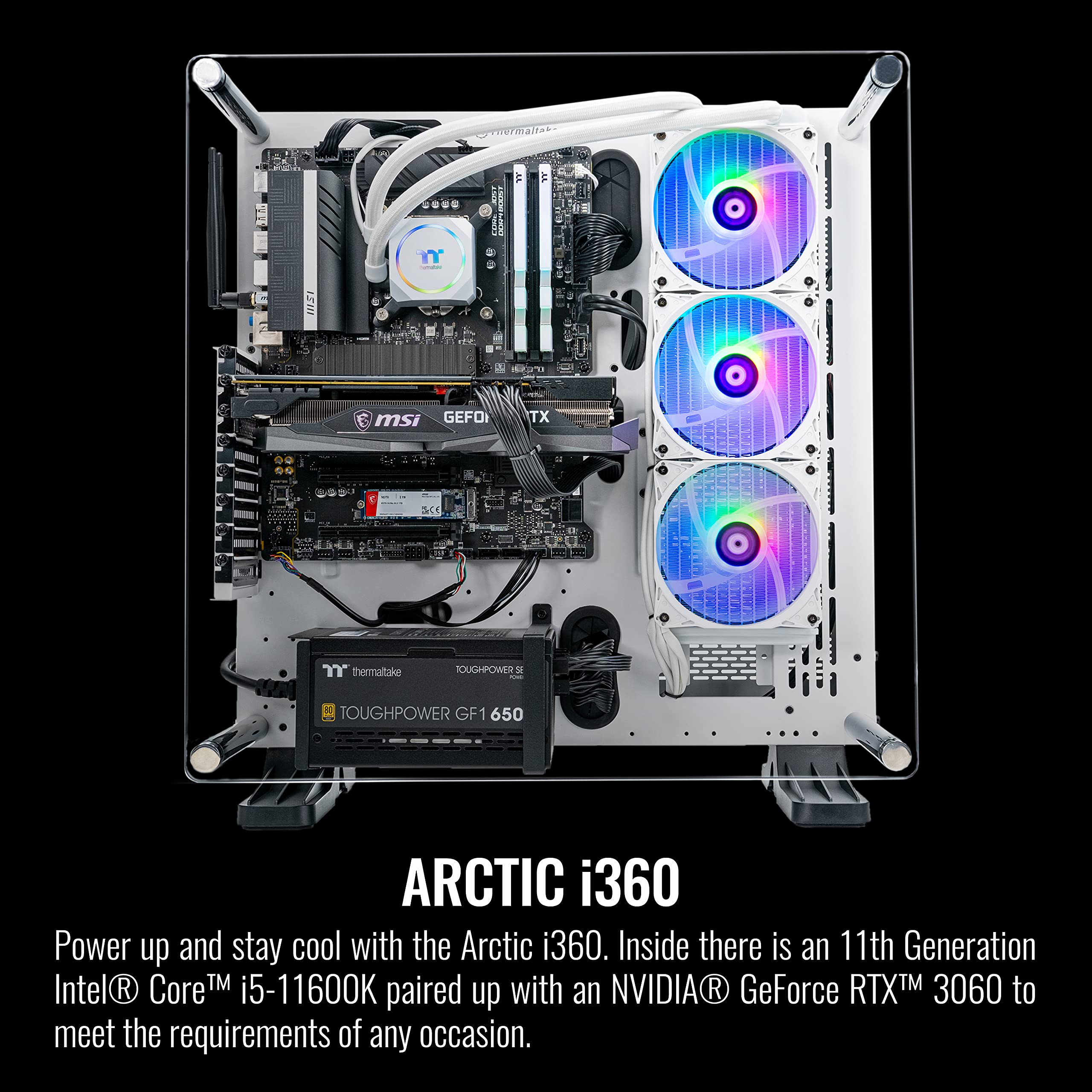 Thermaltake Arctic I360 Liquid Cooled Pc (Intel I5 11600K, Rtx 3060, 16Gb Rgb 3600Mhz Ddr4 Toughram Rgb Memory, 1Tb Nvme M.2, Wi
