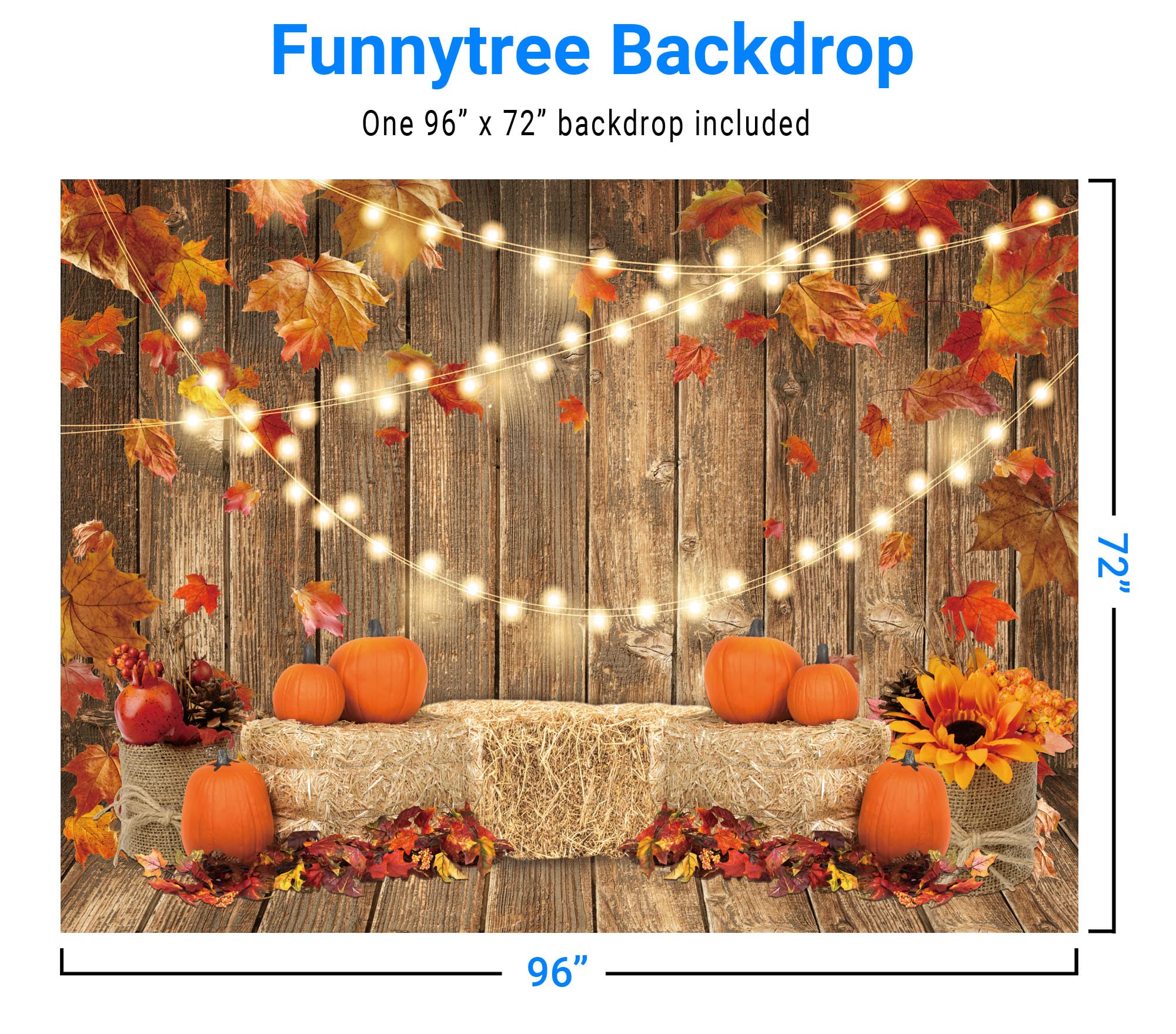 Funnytree 8X6Ft Fall Pumpkin Photography Backdrop Autumn Tanksgiving Harvest Hay Leaves Wooden Background Sunflower Maple Baby S