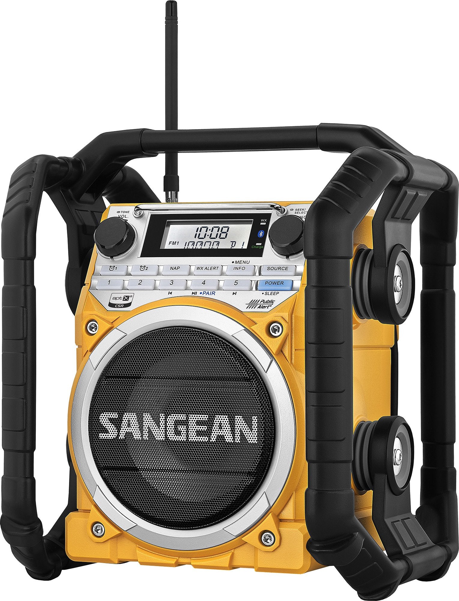 Sangean U4 Am/Fm-Rbds/Weather Alert/Bluetooth/Aux-In Ultra Rugged Rechargeable Digital Tuning Radio Yellow