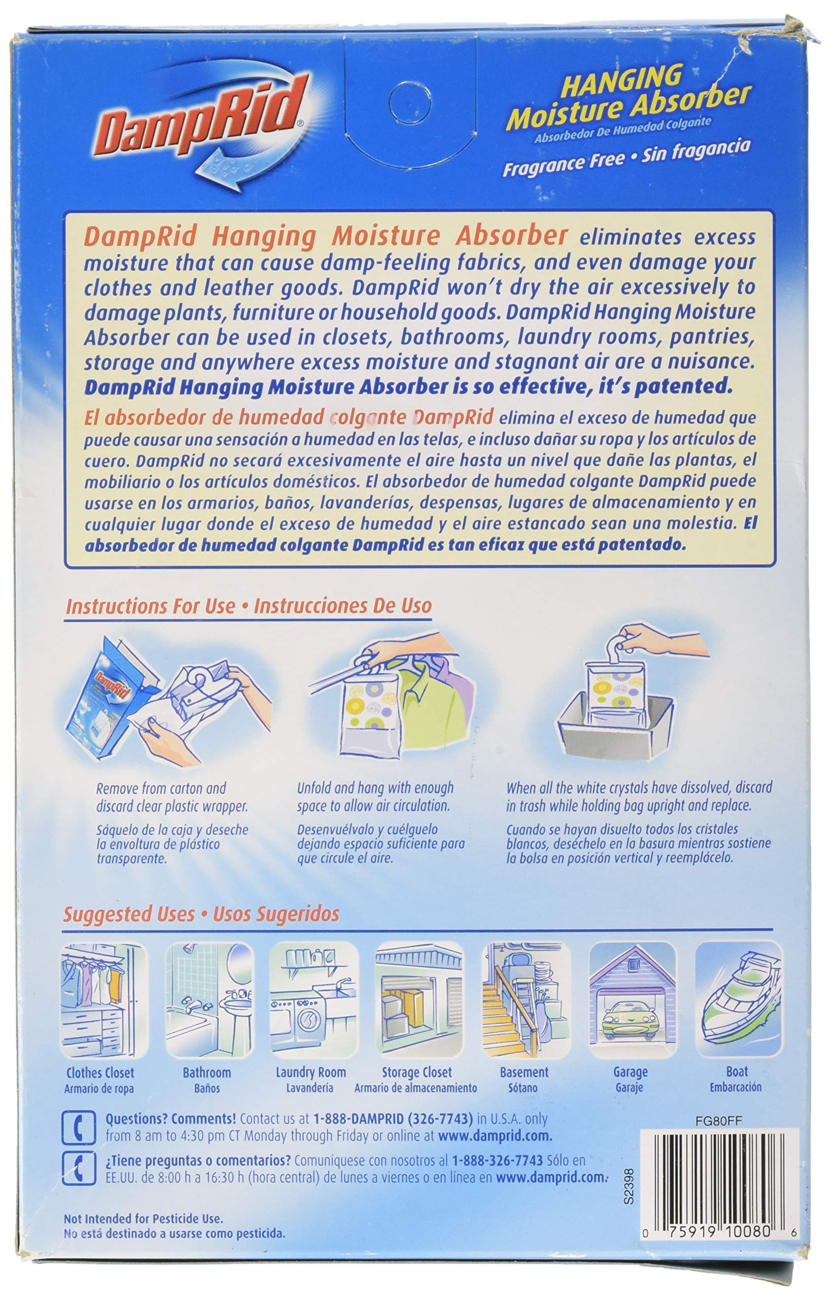 Damp Rid Fg80Ff Fragrance Free Hanging Moisture Absorber