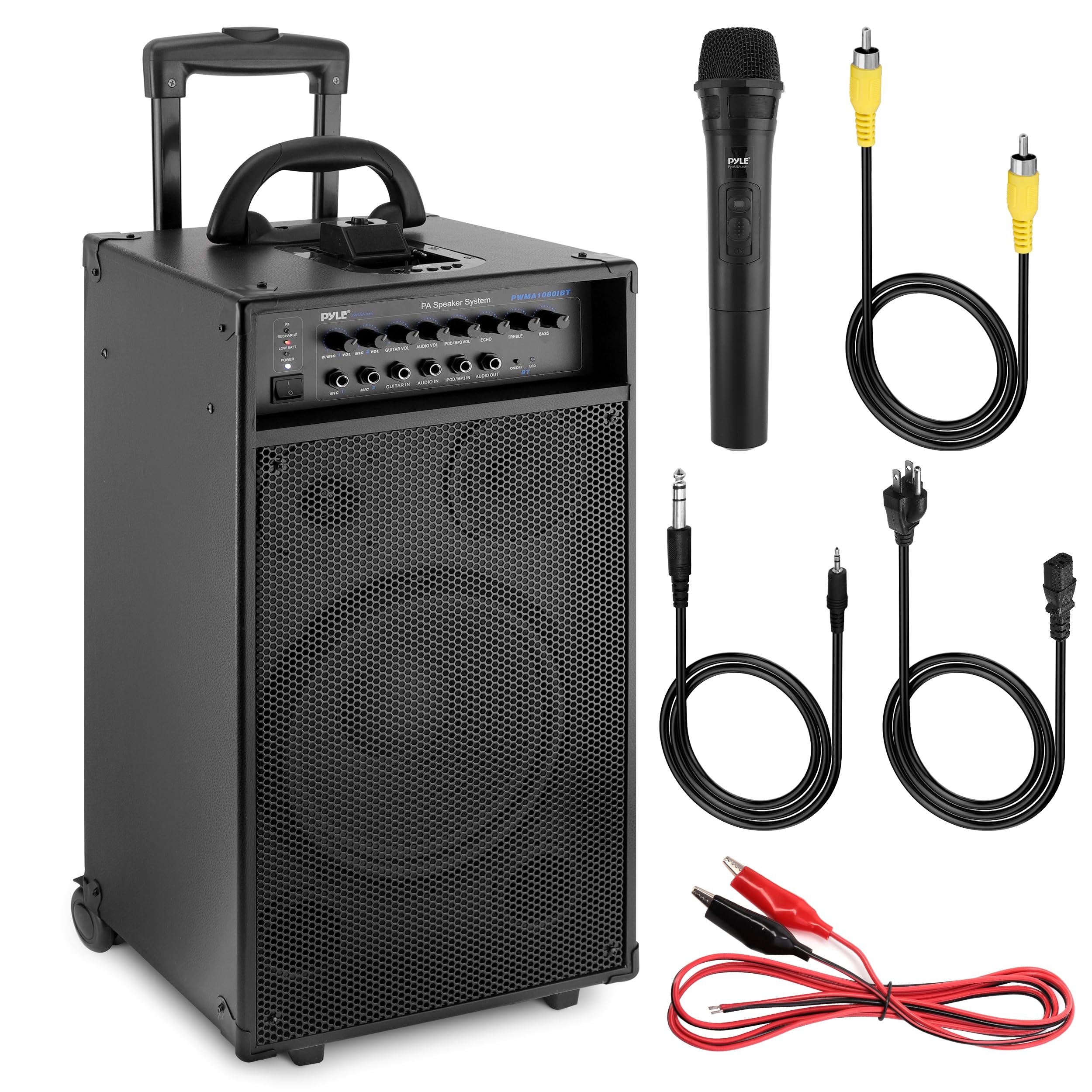 Pyle Wireless Portable PA Speaker System - 800W Bluetooth Compatible Rechargeable Battery Powered Outdoor Sound Speaker Micropho