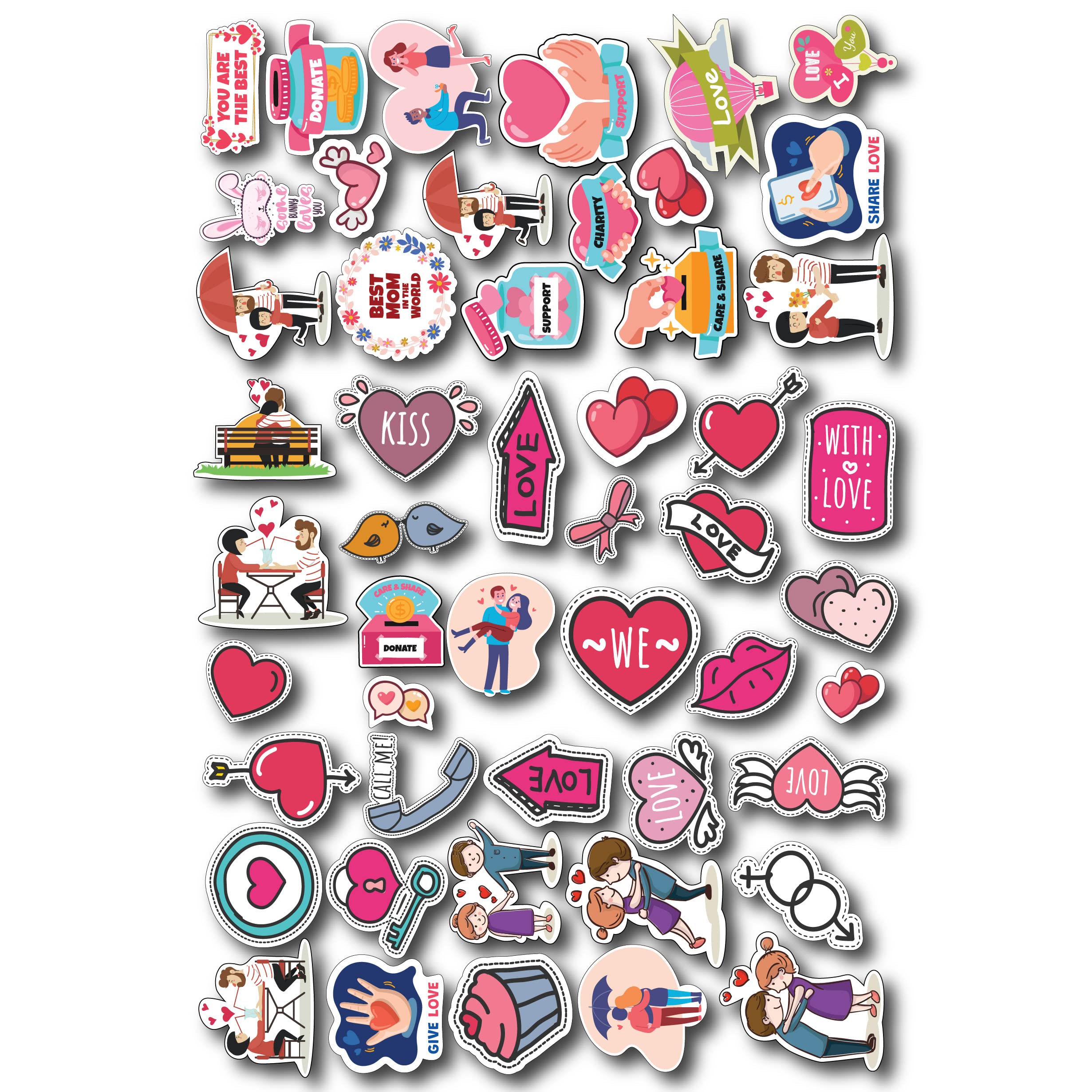 Isee 360 47 Pcs Love Couple Scrapbook Sticker For Diy Notebooks Diary Journal Laptop Mobiles Decorative Vinyl Printed Stickers,