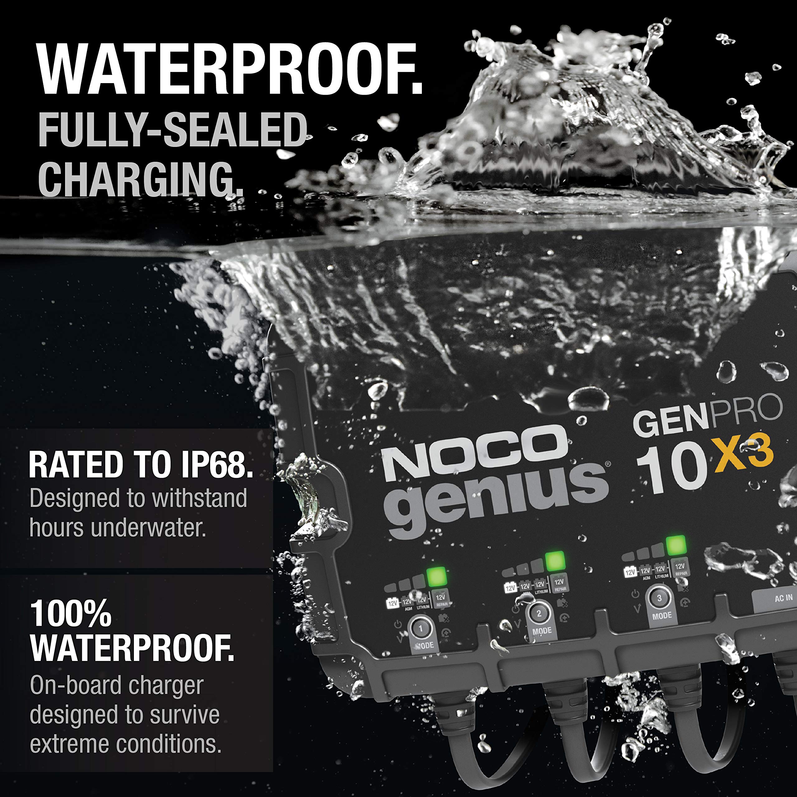 Noco Genpro10X3 30A 3 Bank Smart Marine Battery Charger For Agm, Lithium, And Deep Cycle Batteries