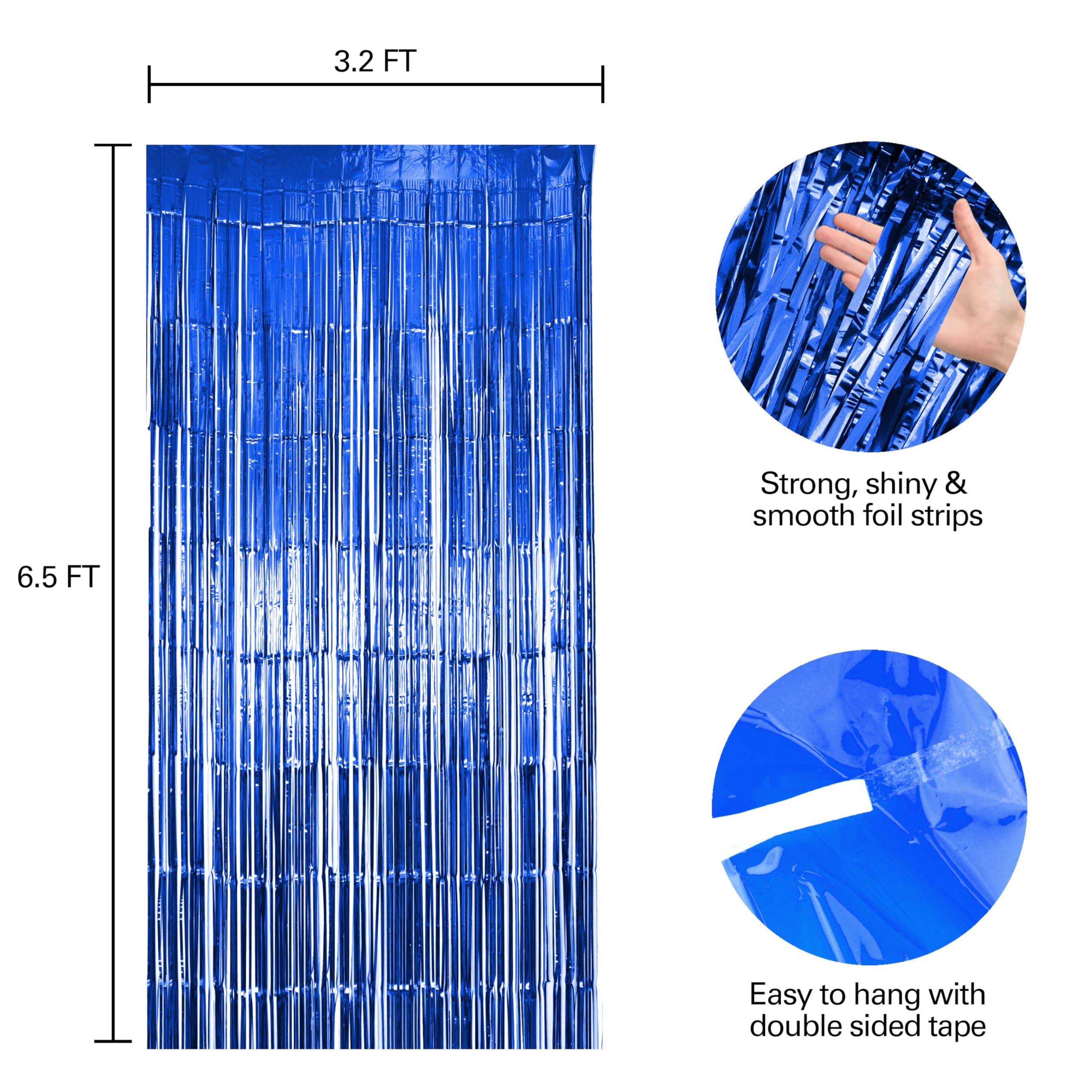 2 Pack Blue Fringe Backdrop Curtains, Blue Streamers Party Backdrop, Baby Shower Decorations, Party Decorations Supplies For Bir