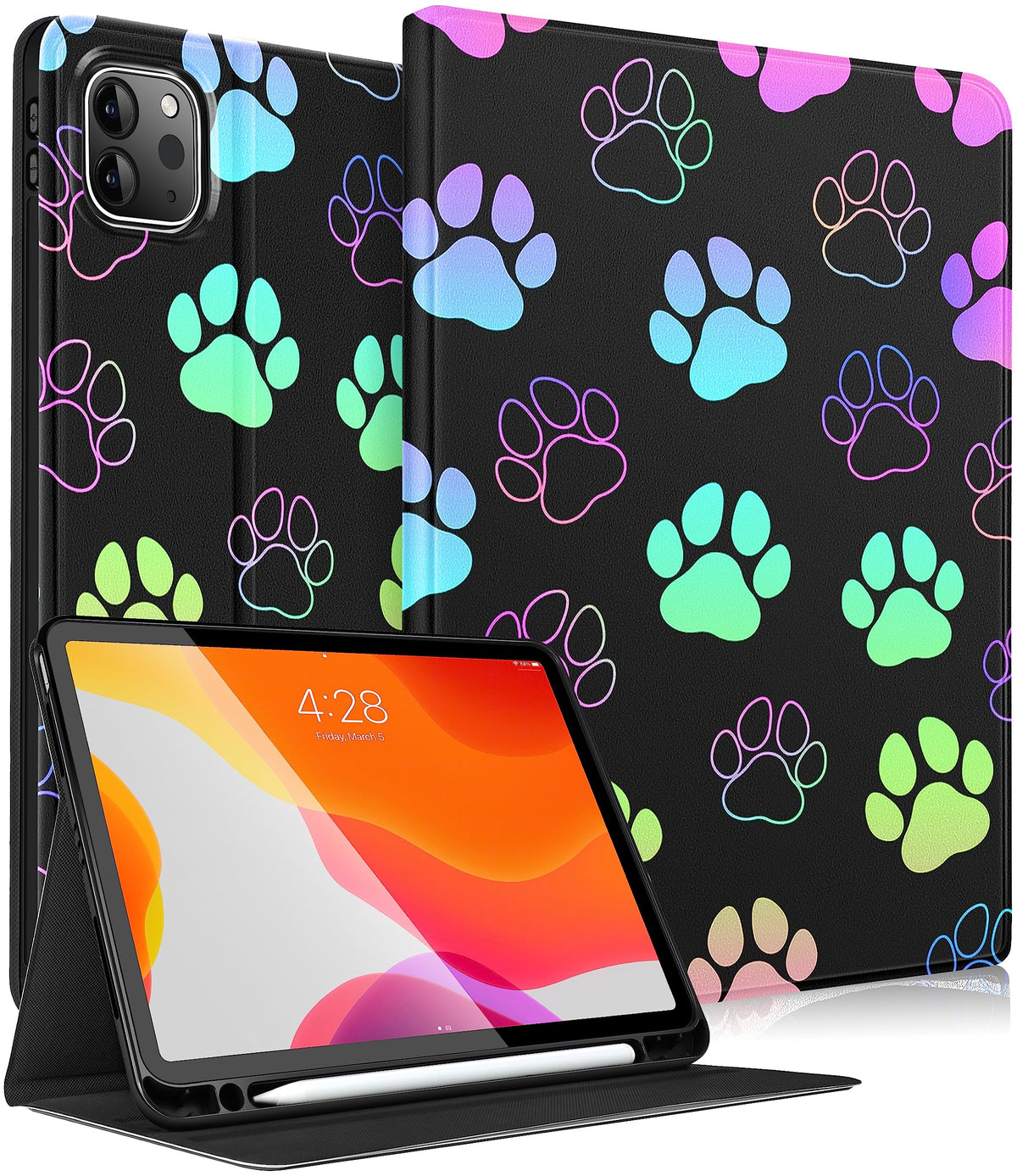 Uppuppy For Ipad Air 11 Inch Case, Air 5Th/4Th Generation 10.9, Pro 11'' Case Cute Kids Women Girls Folio Paw Print With Apple P