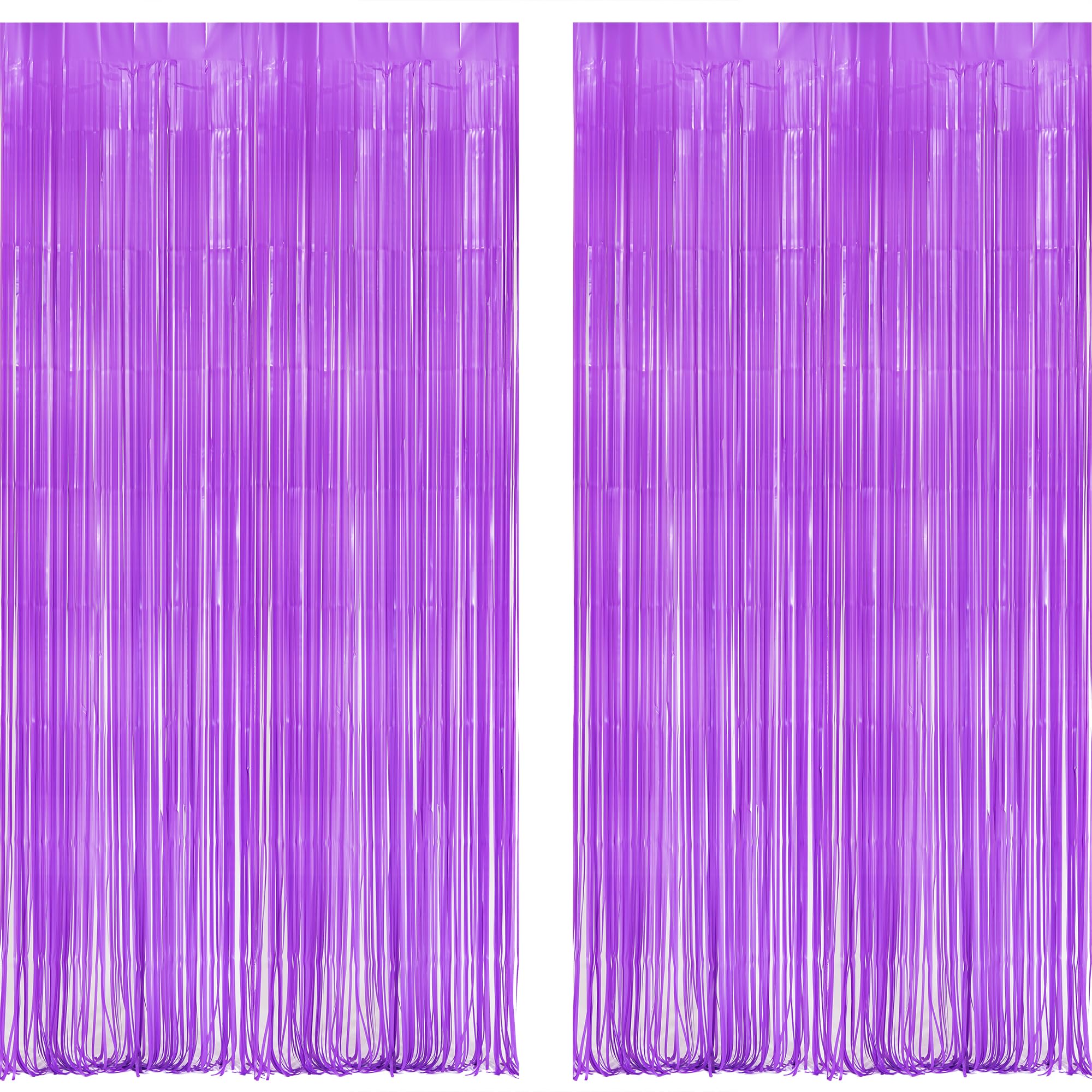 Braveshine Tinsel Photo Backdrop Curtains   2Pcs 3.2X8.2Ft Macaron Purple Foil Fringe Streamer Curtain For Birthdays Bachelorett