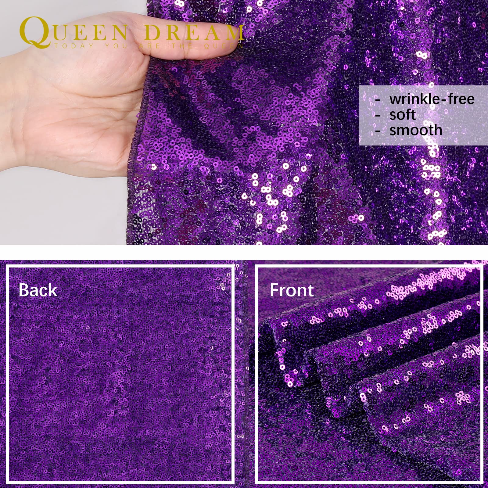 Purple Sequin Backdrop 2 Panels 2Ftx8Ft Glitter Halloween Party Backdrop Curtains Photo Background For Wedding Baby Shower Stage