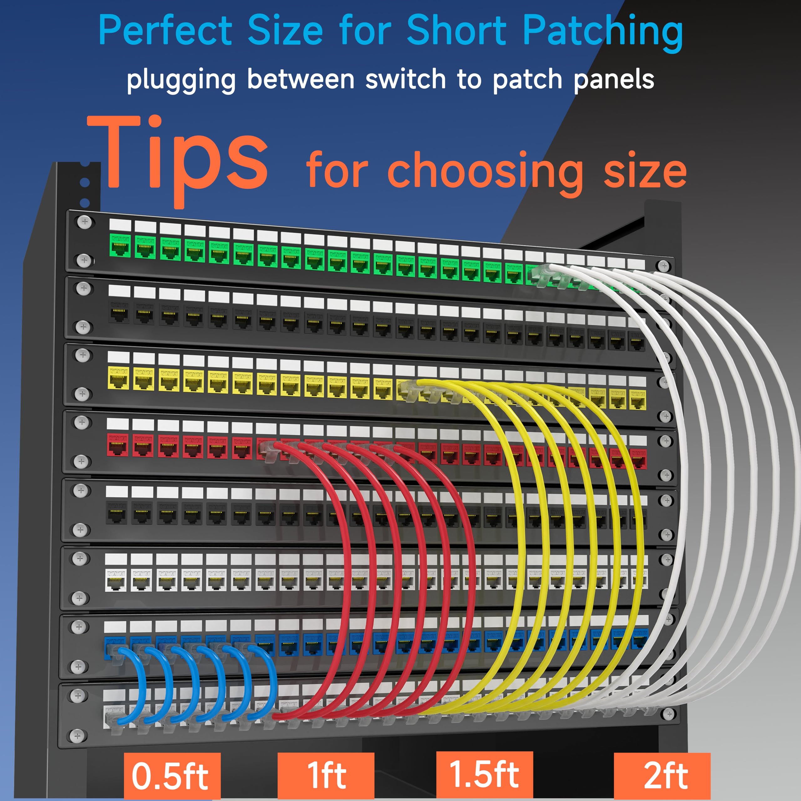 Lysymixs Cat6A Slim Ethernet Patch Cable 6 Ft (24 Pack), Cat6A Patch Cable For Data Centers, Cat 6 Patch Cable 10G, Network Patc