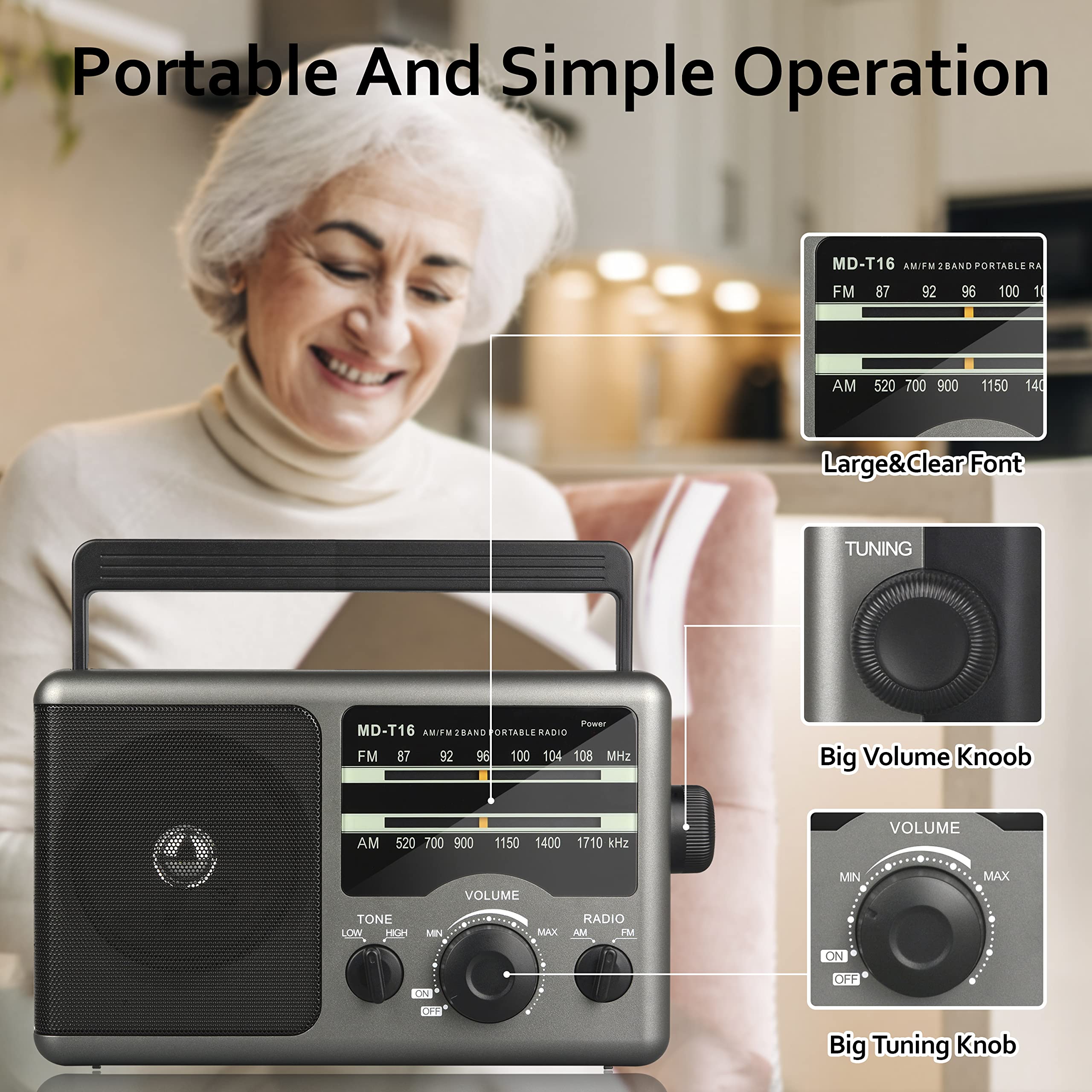 Am Fm Portable Radio Battery Operated Radio By 4X D Cell Batteries Or Ac Power Transistor Radio With And Big Speaker, Standard E