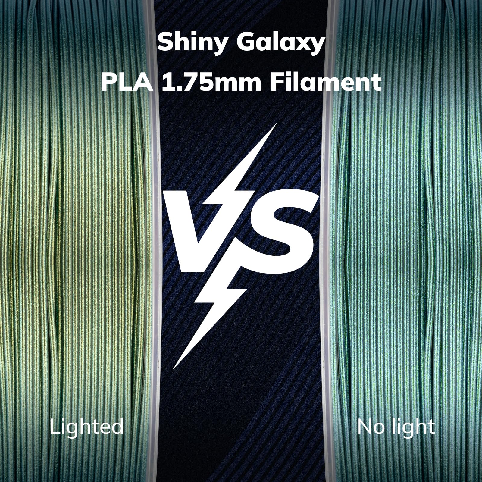 Amolen Pla 3D Printer Filament, Galaxy Green Color Changing With Light Filament 1.75Mm,Shiny Sparkle 3D Printing Filament For Mo