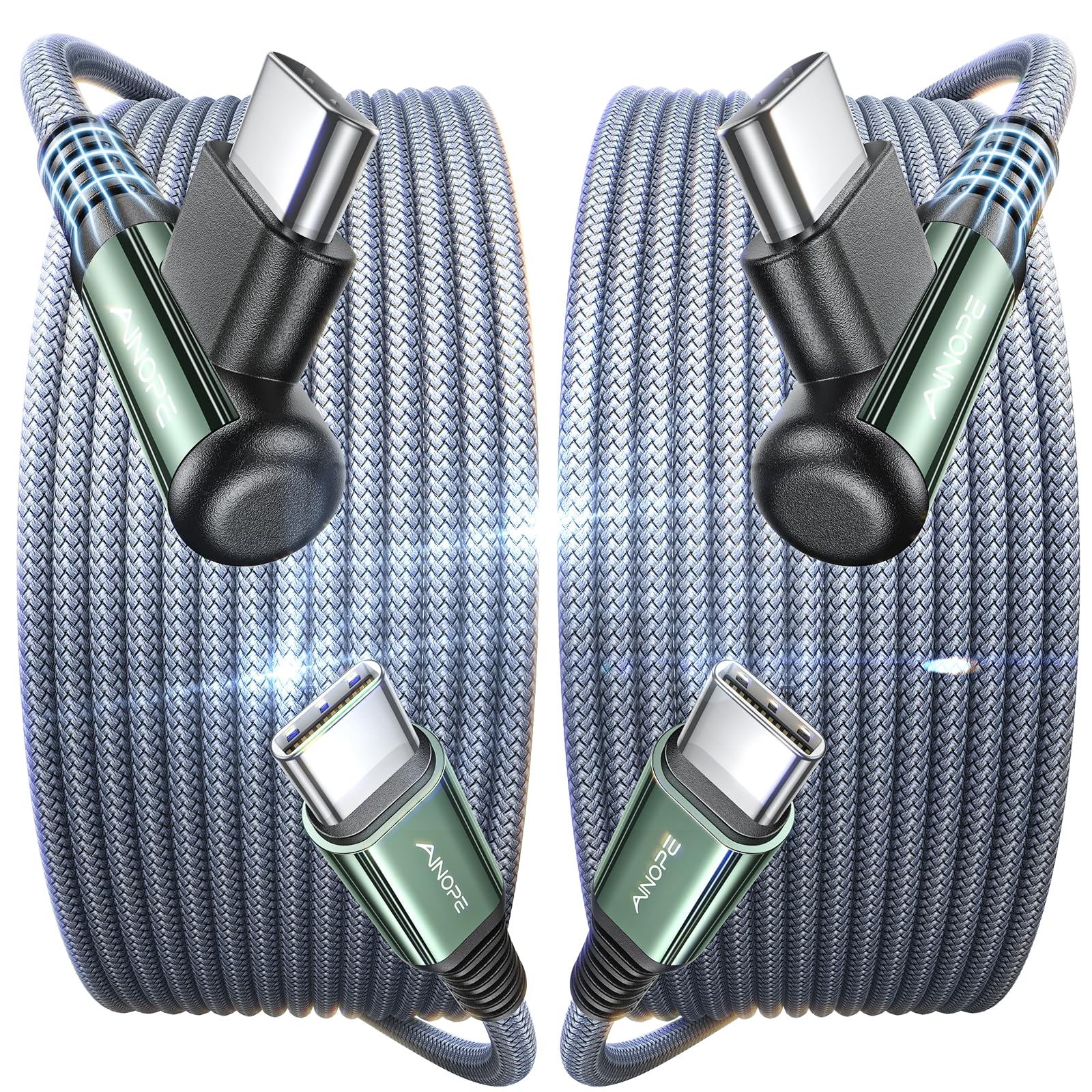 Ainope Usb C To Usb C Cable 10Ft 2 Pack 60W Type C To Type C Cable Righe Angle For Iphone 15 Pro Max Charger Fast Charging Extra