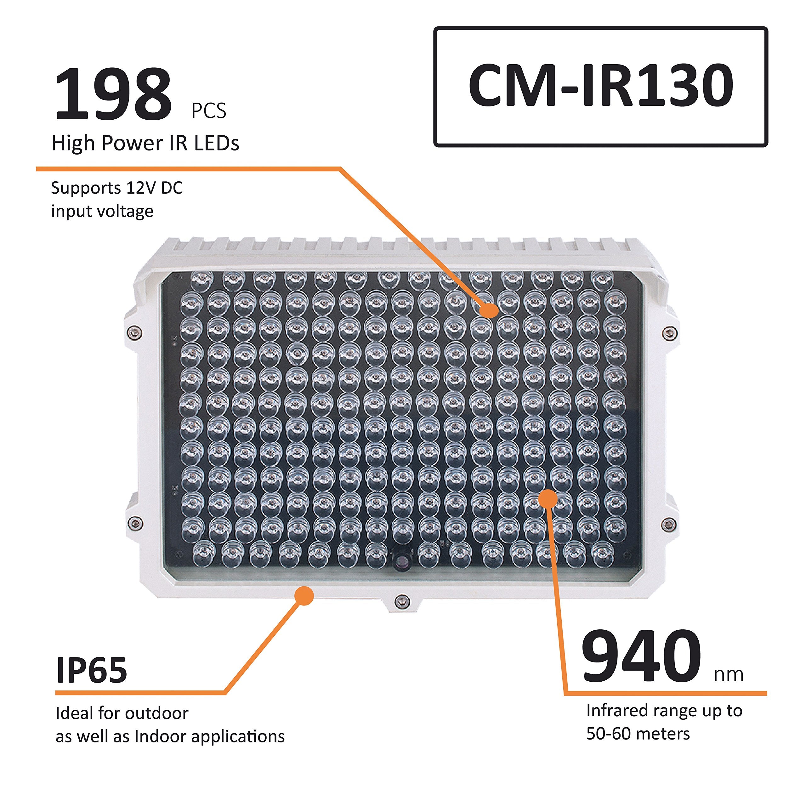 Cmvision Ir130 940 Cmvision 940Nm Invisible Wide Angle 198Pc High Power Small Led Ir Illuminator With Free Power Adapter