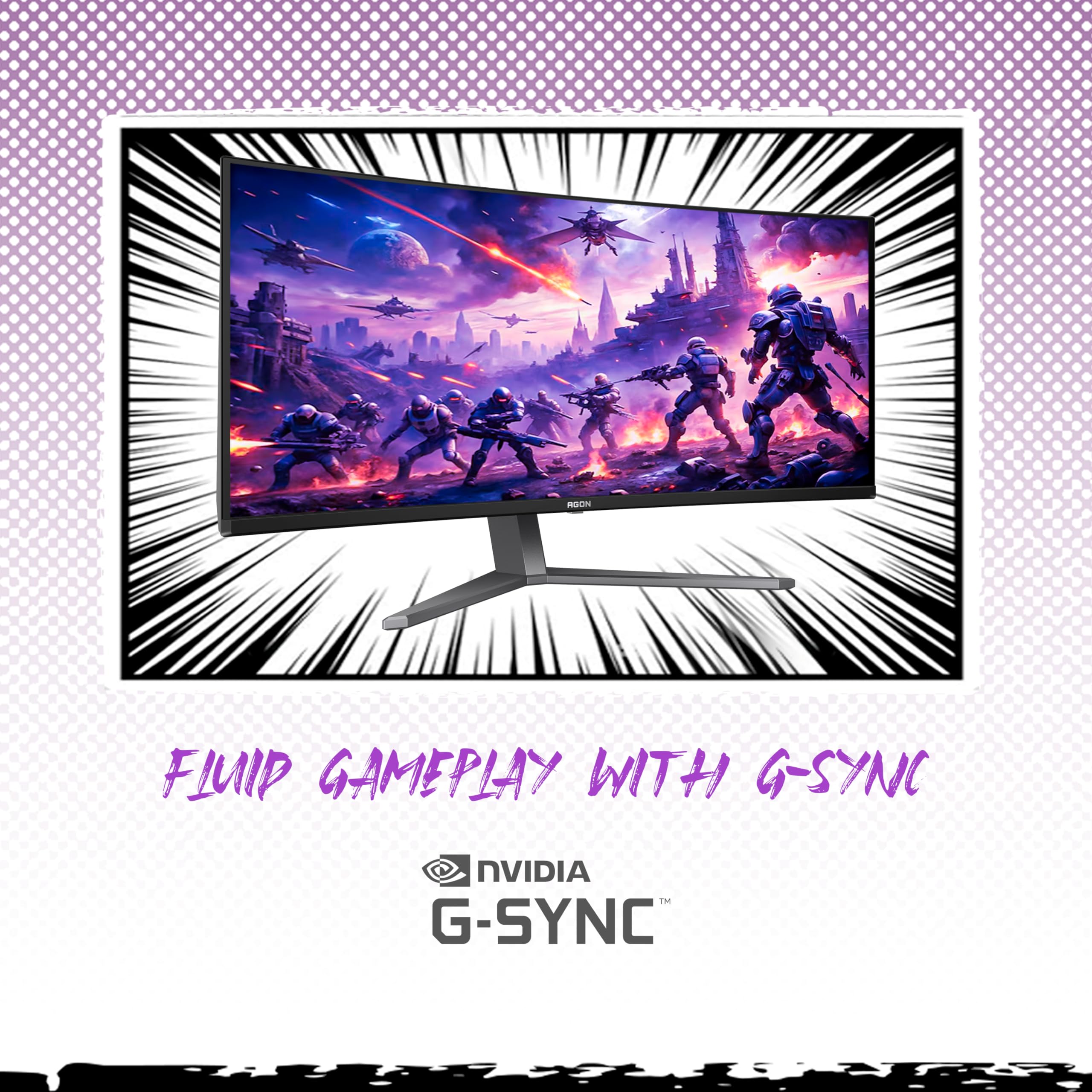 Aoc Agon Pro Ag346Ucd 34'' Ultra Wide Curved Qd Oled Gaming Monitor, 21:9 Wqhd 3440X1440, 175Hz 0.03Ms, G Sync Compatible, Hdr 4