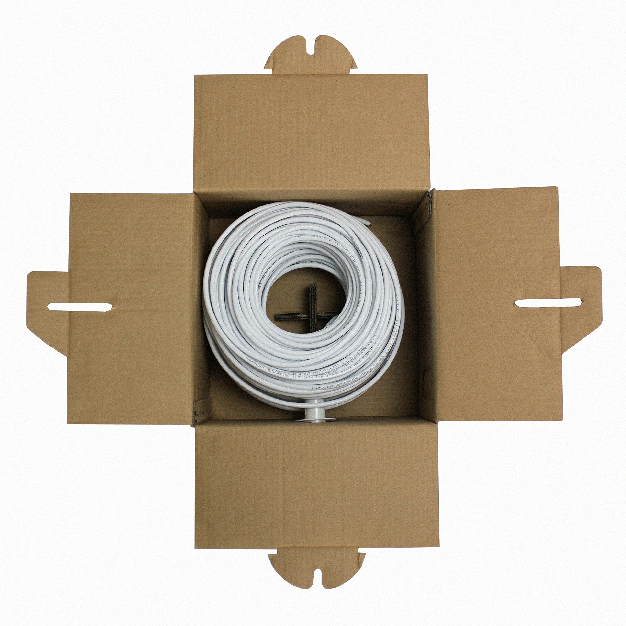 Navepoint Cat5E (Cca), 250Ft, White, Solid Bulk Ethernet Cable, 24Awg 4 Pair, Unshielded Twisted Pair (Utp)