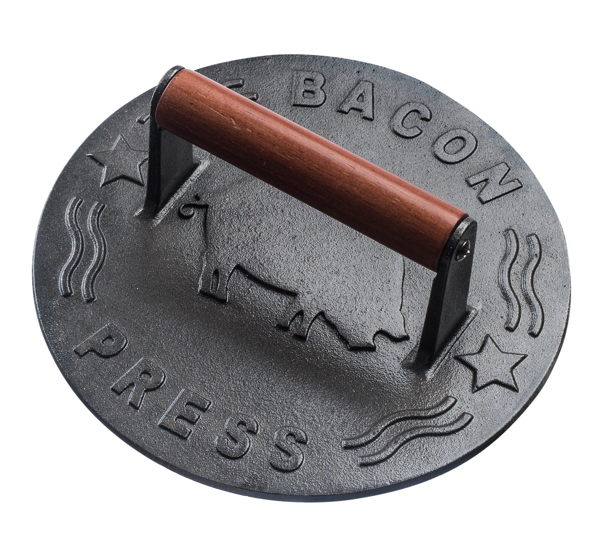 Bellemain Bacon Press 8.5-Inch Round  Heavy-duty Cast Iron Grill Press for Perfectly Seared Bacon, Steak & Sandwiches  Equalized