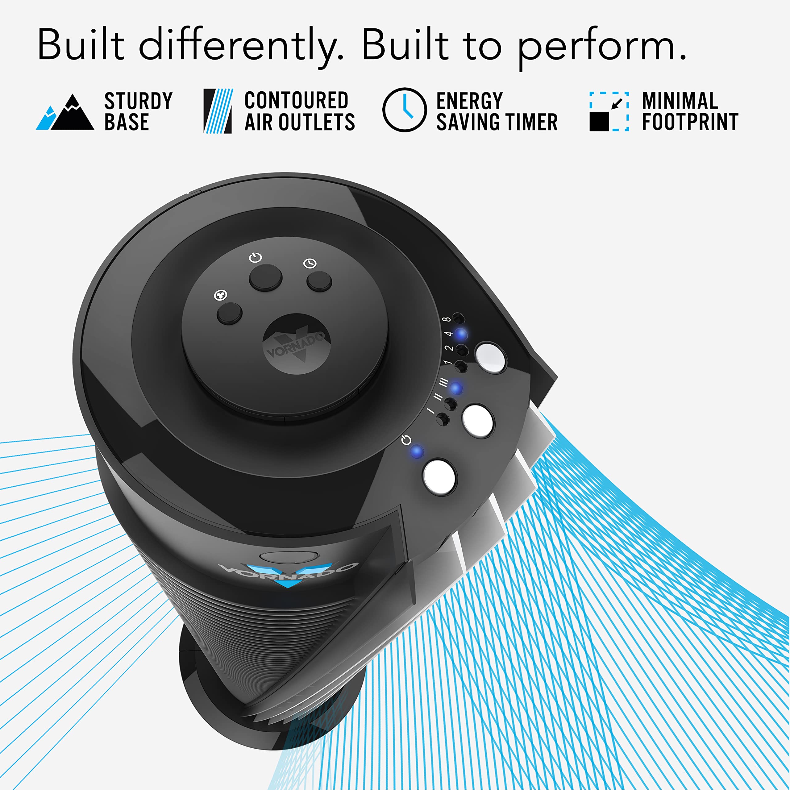 Vornado 143 Whole Room Air Circulator Tower Fan With Timer And Remote Control, 29'', Black