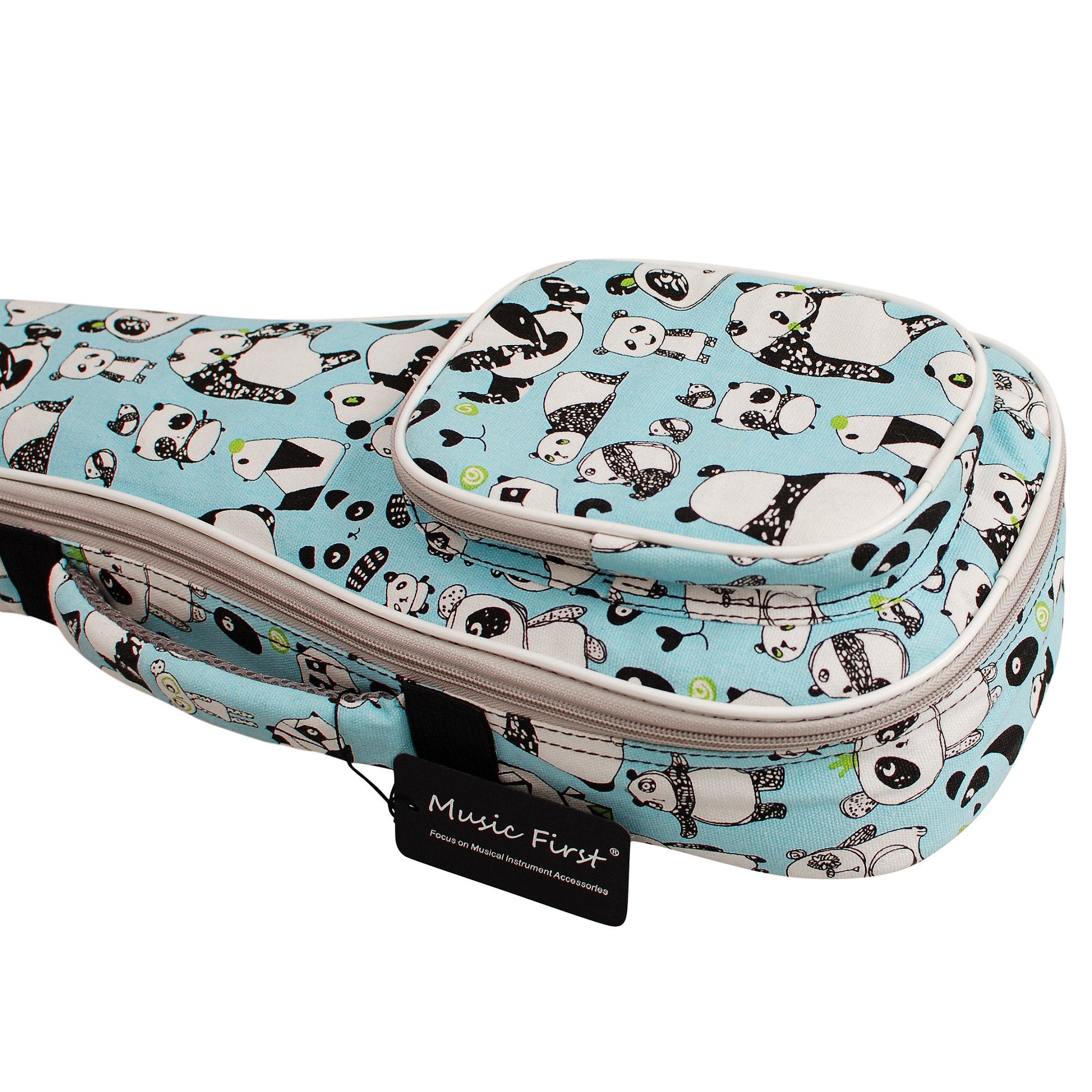 Music First Canvas Panda Concert Ukulele Case Ukulele Bag Ukulele Backpack Ukulele Gig Bag (23/24 Inch Concert, Panda)