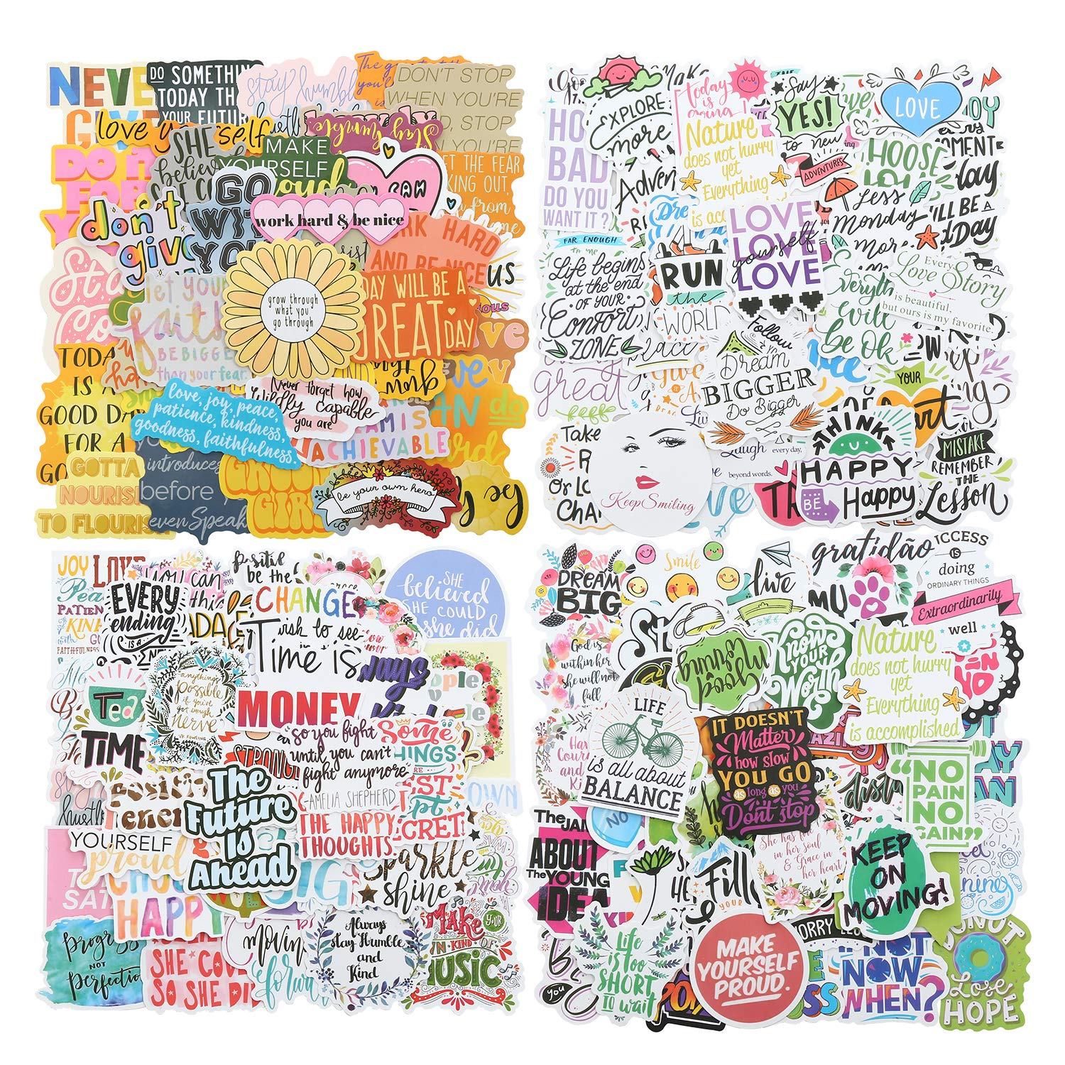 Quote Stickers, Positive Stickers 200Pcs Motivational Waterproof Vinyl Stickers For Water Bottle Hydroflasks Laptops Computers P