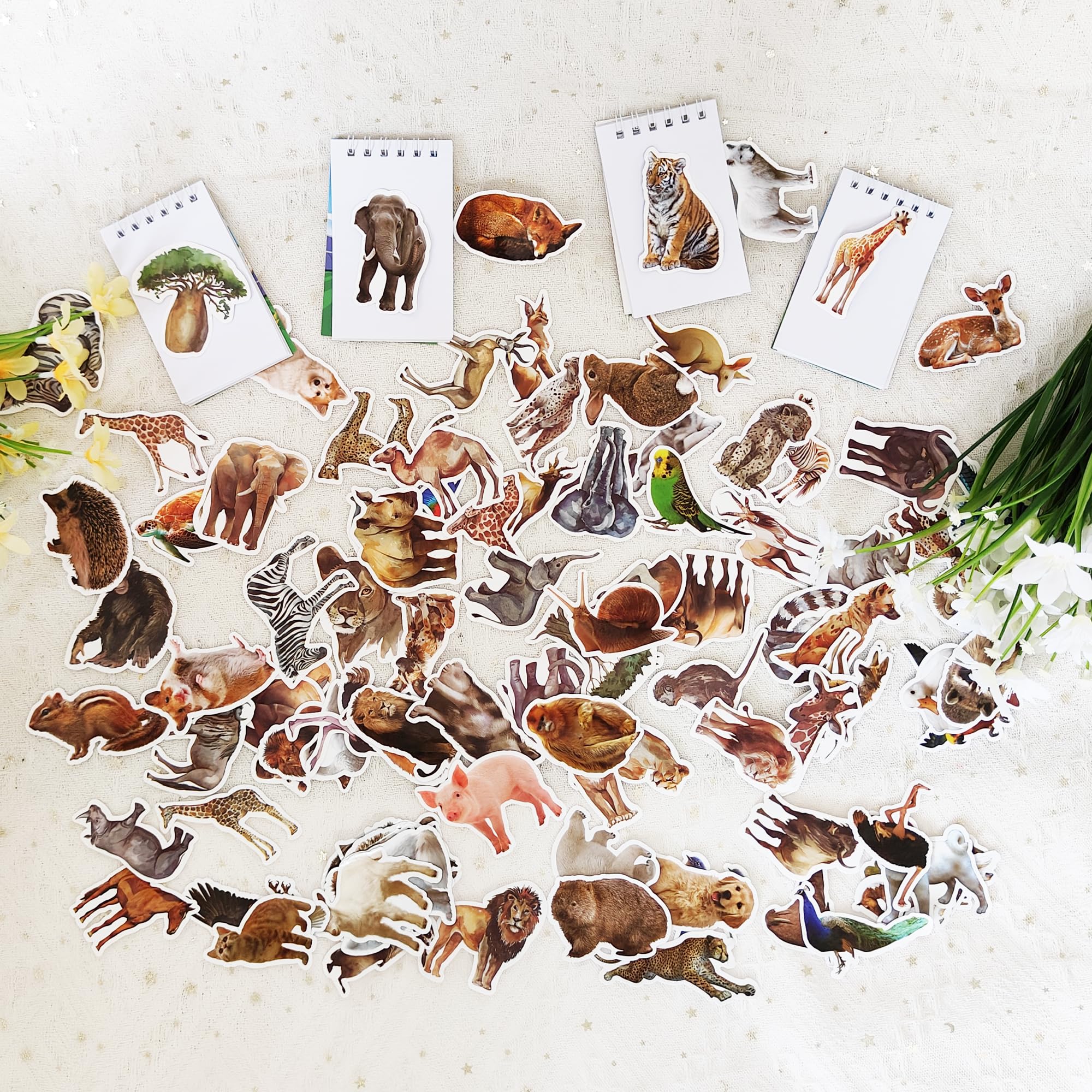 100 Pcs Jungle Animal Stickers Safari Zoo Animal Wild One Stickers For Laptop Water Bottle Computer Refrigerator Luggage Phone C