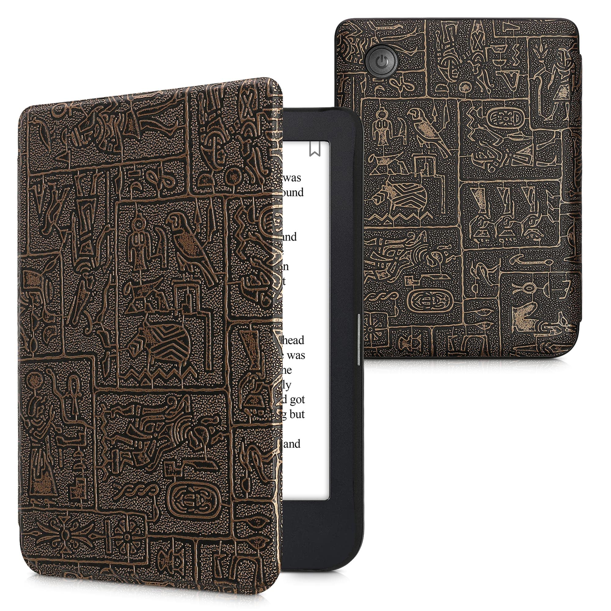 Kwmobile Case Compatible With Kobo Clara 2E / Tolino Shine 4 Case   Ereader Cover   Egyptian Figures Gold/Black
