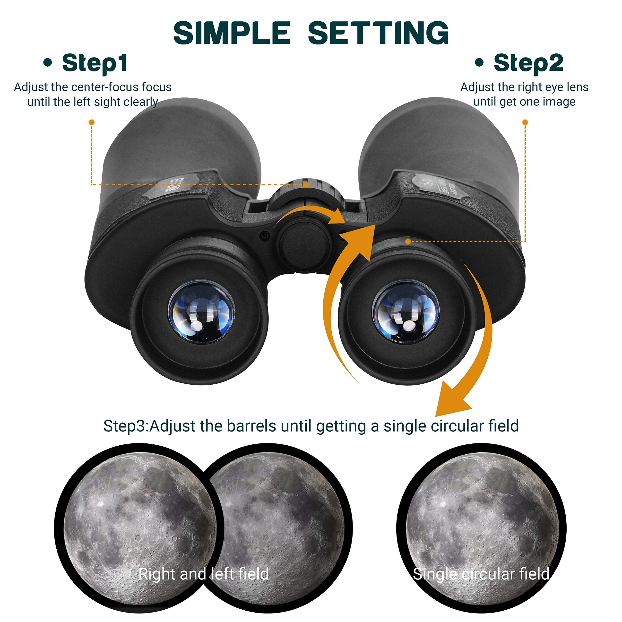 Esslnb Giant Binoculars Astronomy 15X70 With Phone Adapter Tripod Adapter And Carrying Bag Fmc Waterproof Binoculars For Adults