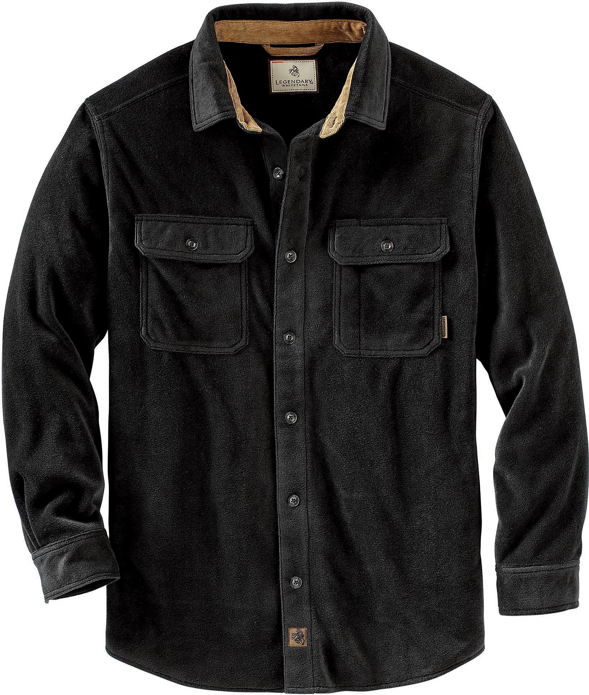 Legendary Whitetails Mens Size Navigator Fleece Button Up Shirt, Black, X Large Tall