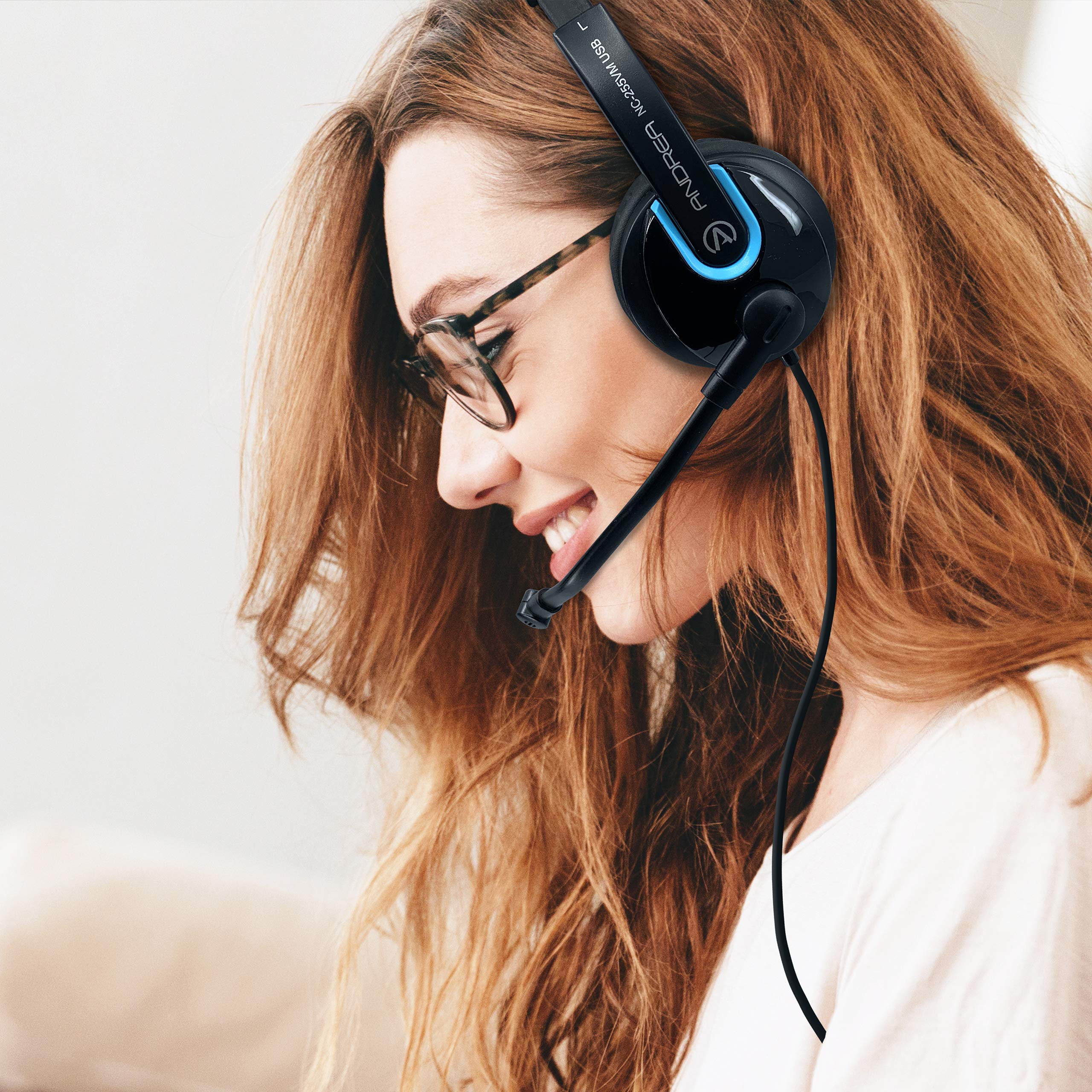 Andrea Communications Nc 255Vm Usb On Ear Stereo Usb Computer Headset With Noise Canceling Microphone, In Line Volume/Mute Contr