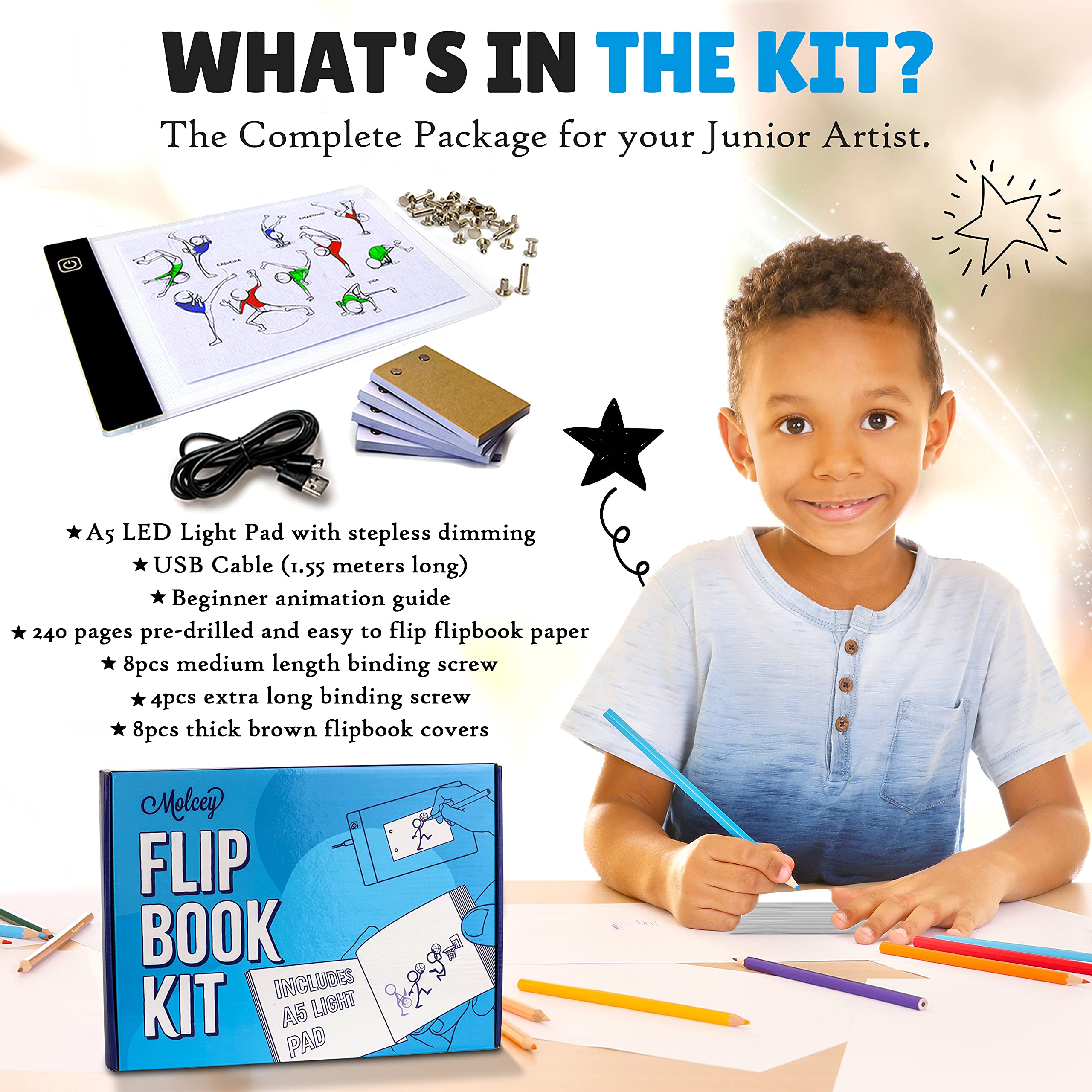 Flip Book Kit With Led Light Pad. Includes 240 Sheets Flip Book Paper With Screws For Drawing And Tracing. Animation Paper/Blank