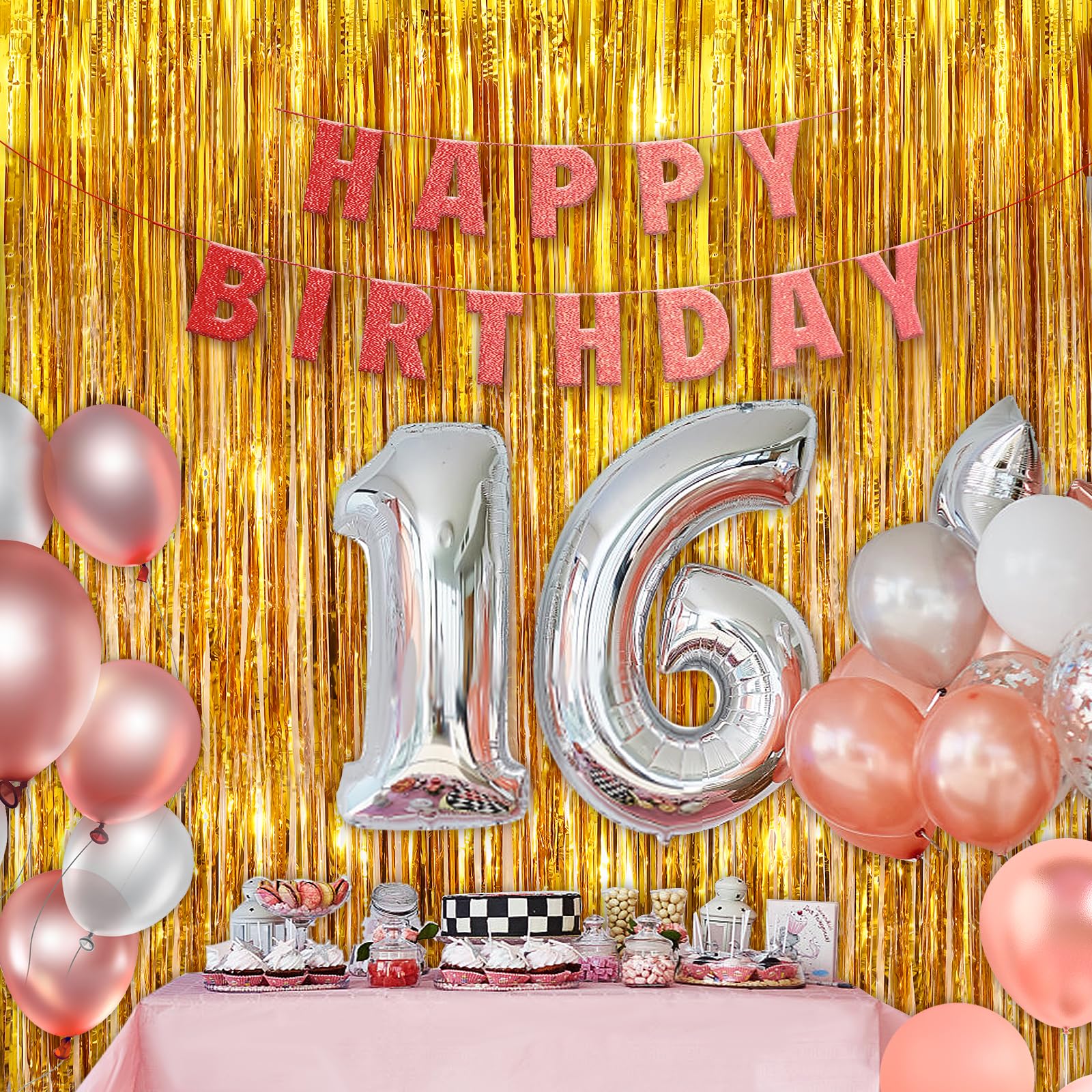 Gold Metallic Tinsel Foil Fringe Curtains, 2 Pack 3.3X8.3 Feet Party Streamer Curtains For Birthday Party Decorations, Halloween