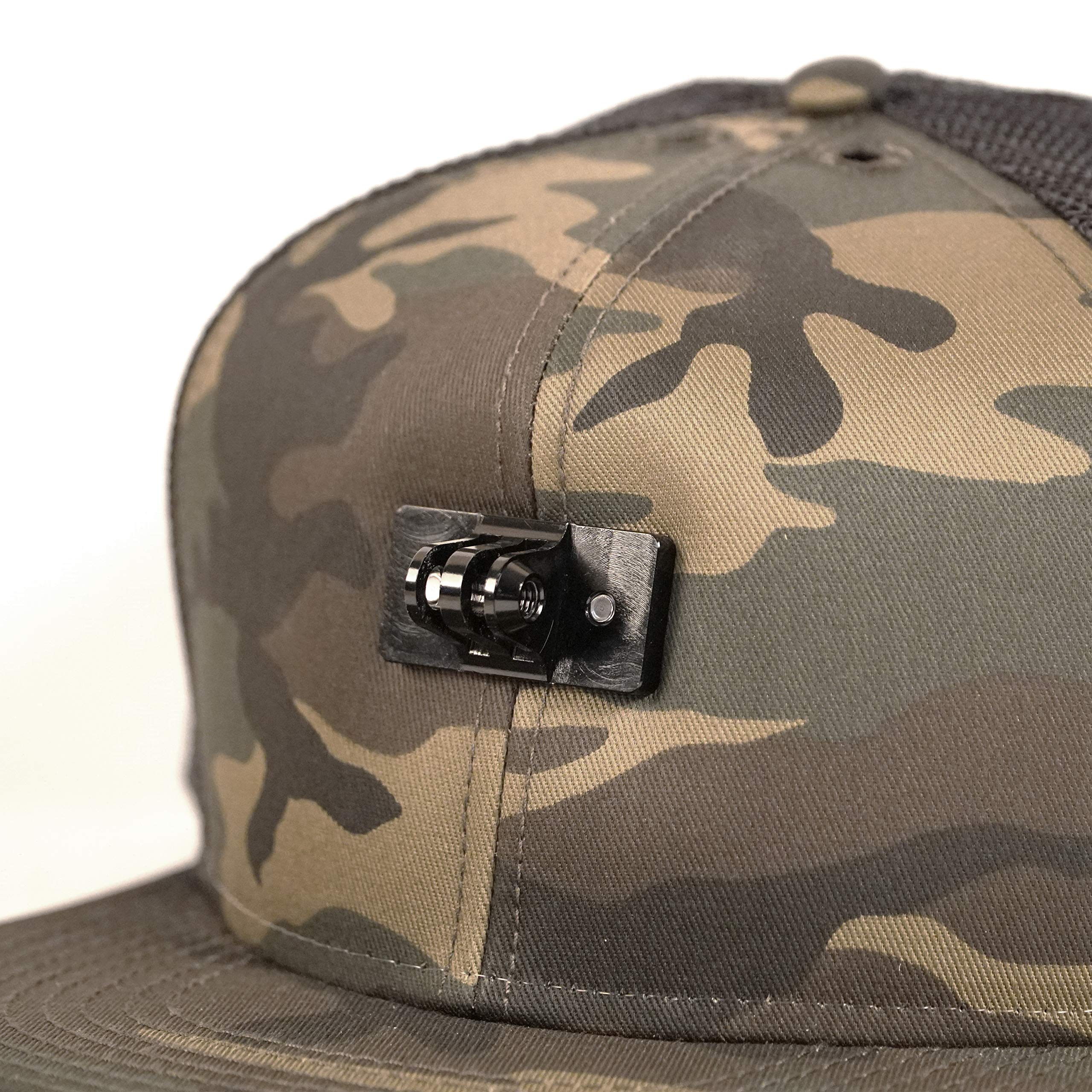 Actionhat Camo Flat Bill   Patented Floating Hat Mount Compatible For Gopro, Dji, Insta360 Action Cameras